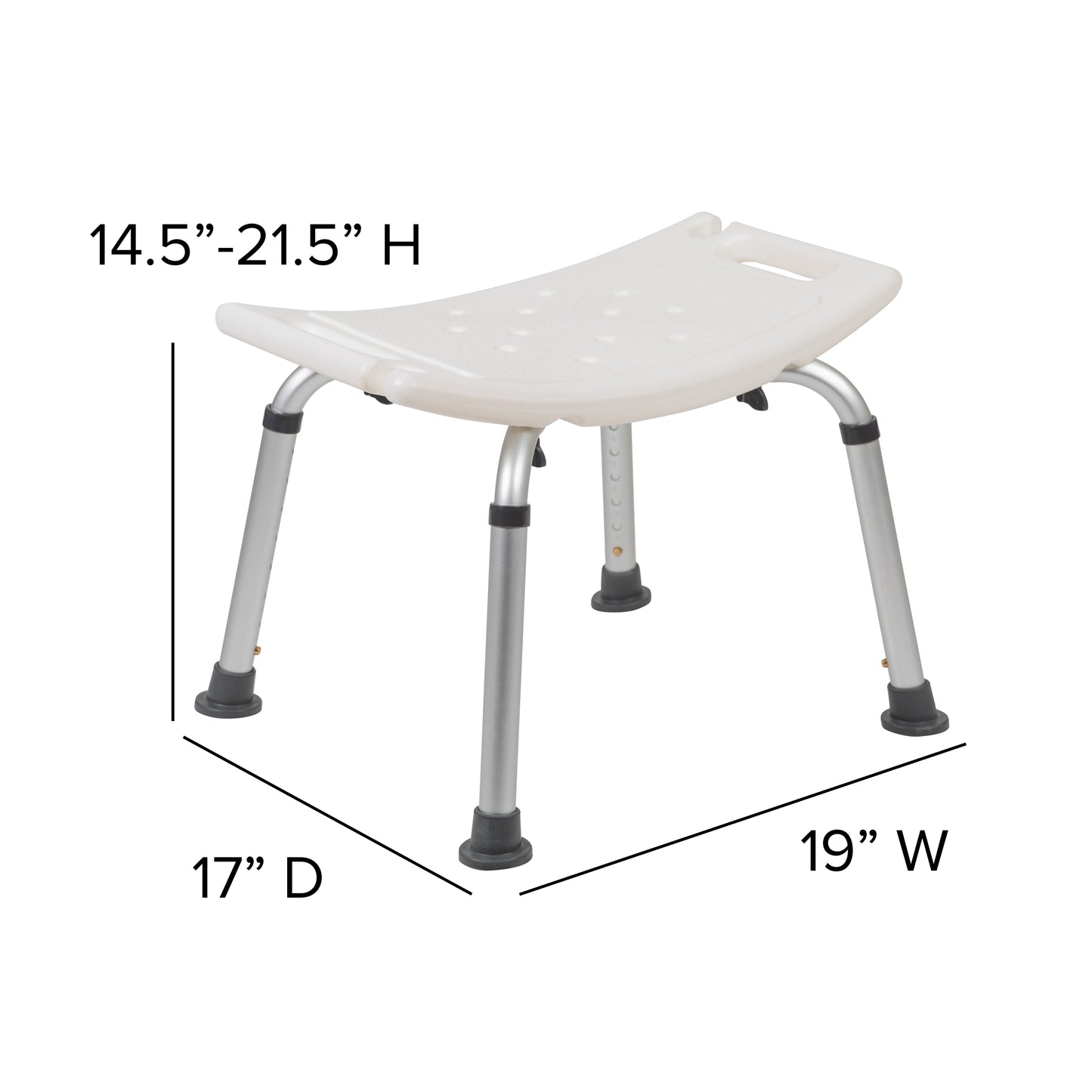 HERCULES Series Tool-Free and Quick Assembly, 300 Lb. Capacity, Adjustable White Bath & Shower Chair with Non-slip Feet White
