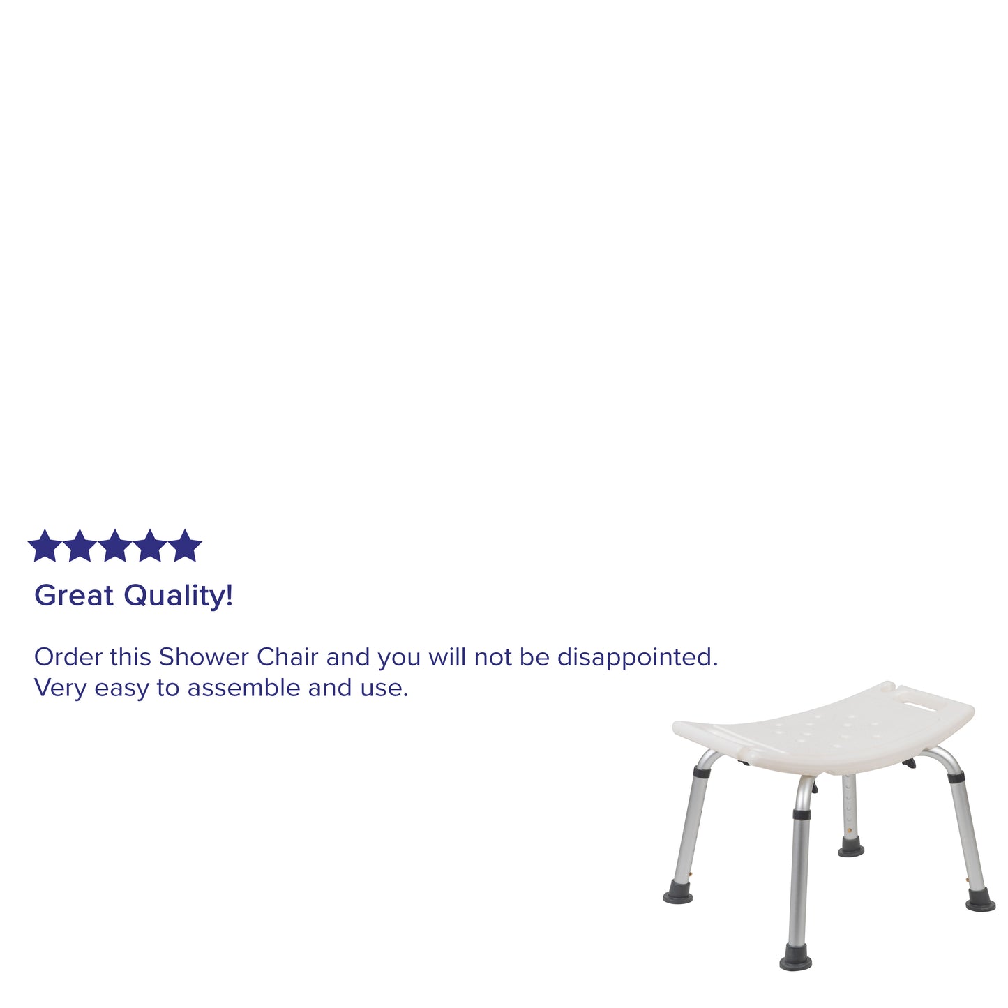 HERCULES Series Tool-Free and Quick Assembly, 300 Lb. Capacity, Adjustable White Bath & Shower Chair with Non-slip Feet White