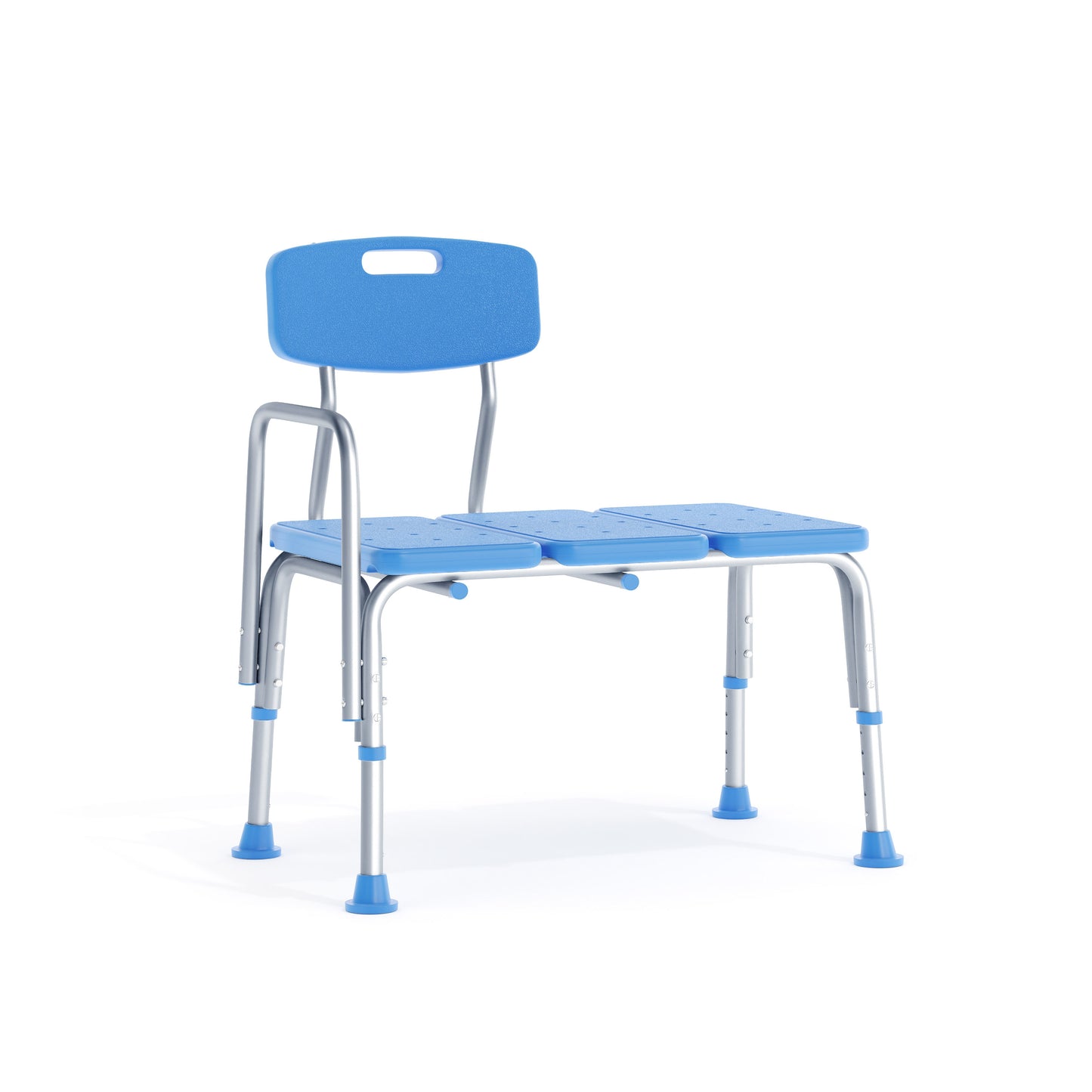 HERCULES Adjustable Bath & Shower Transfer Bench with Height-Adjust Frame, Supportive Back, Side Arm, 300 lbs. Static Weight Capacity in Blue Blue