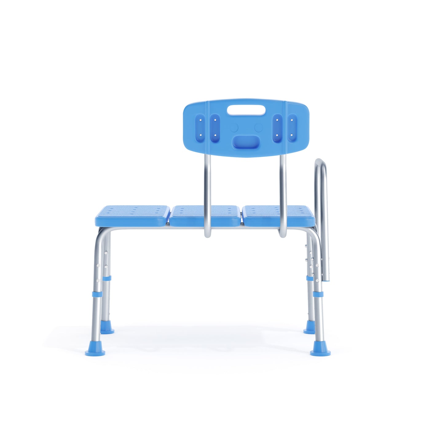 HERCULES Adjustable Bath & Shower Transfer Bench with Height-Adjust Frame, Supportive Back, Side Arm, 300 lbs. Static Weight Capacity in Blue Blue