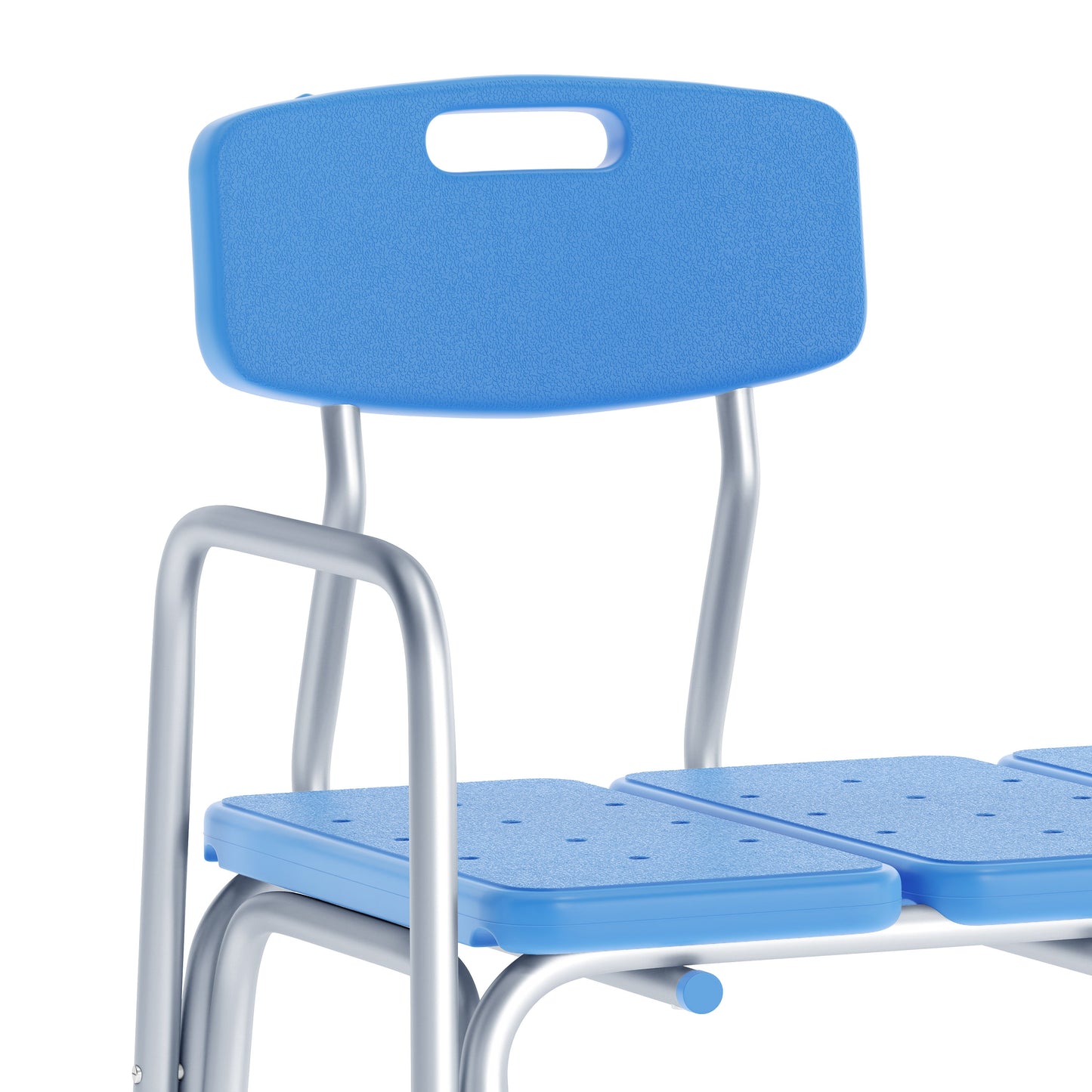HERCULES Adjustable Bath & Shower Transfer Bench with Height-Adjust Frame, Supportive Back, Side Arm, 300 lbs. Static Weight Capacity in Blue Blue