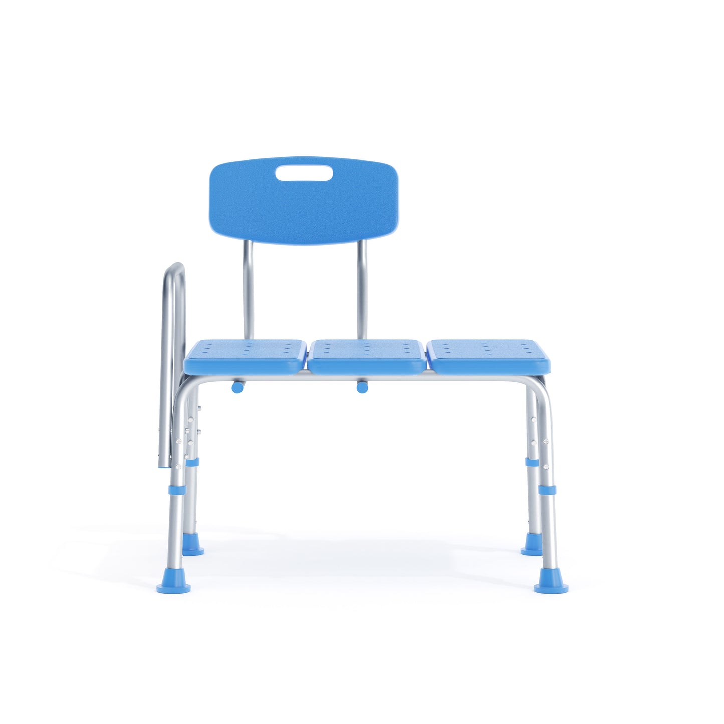 HERCULES Adjustable Bath & Shower Transfer Bench with Height-Adjust Frame, Supportive Back, Side Arm, 300 lbs. Static Weight Capacity in Blue Blue