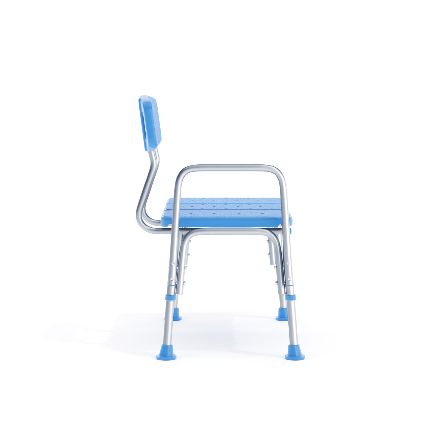 HERCULES Adjustable Bath & Shower Transfer Bench with Height-Adjust Frame, Supportive Back, Side Arm, 300 lbs. Static Weight Capacity in Blue Blue