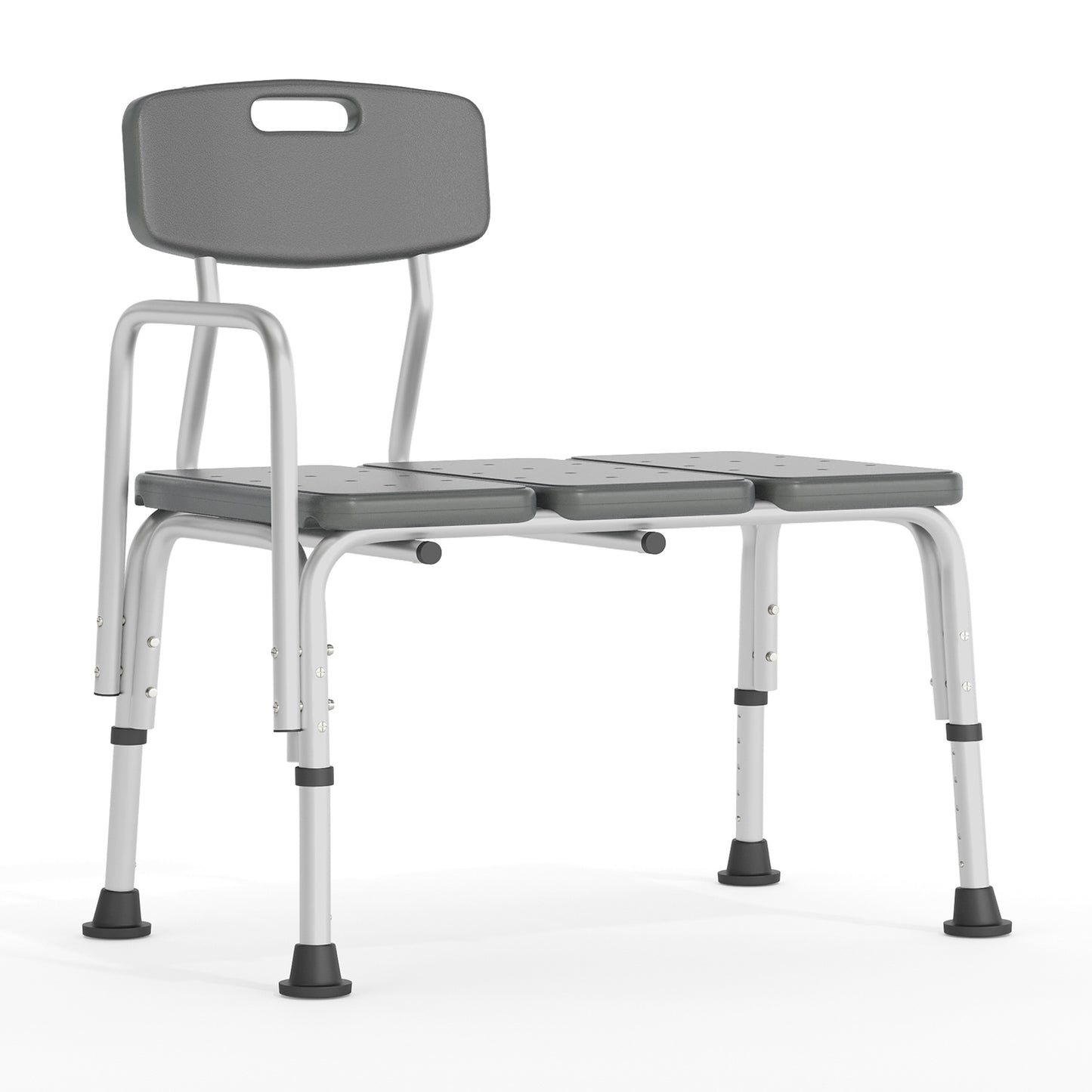 HERCULES Series 300 Lb. Capacity Adjustable Gray Bath & Shower Transfer Bench with Back and Side Arm Gray