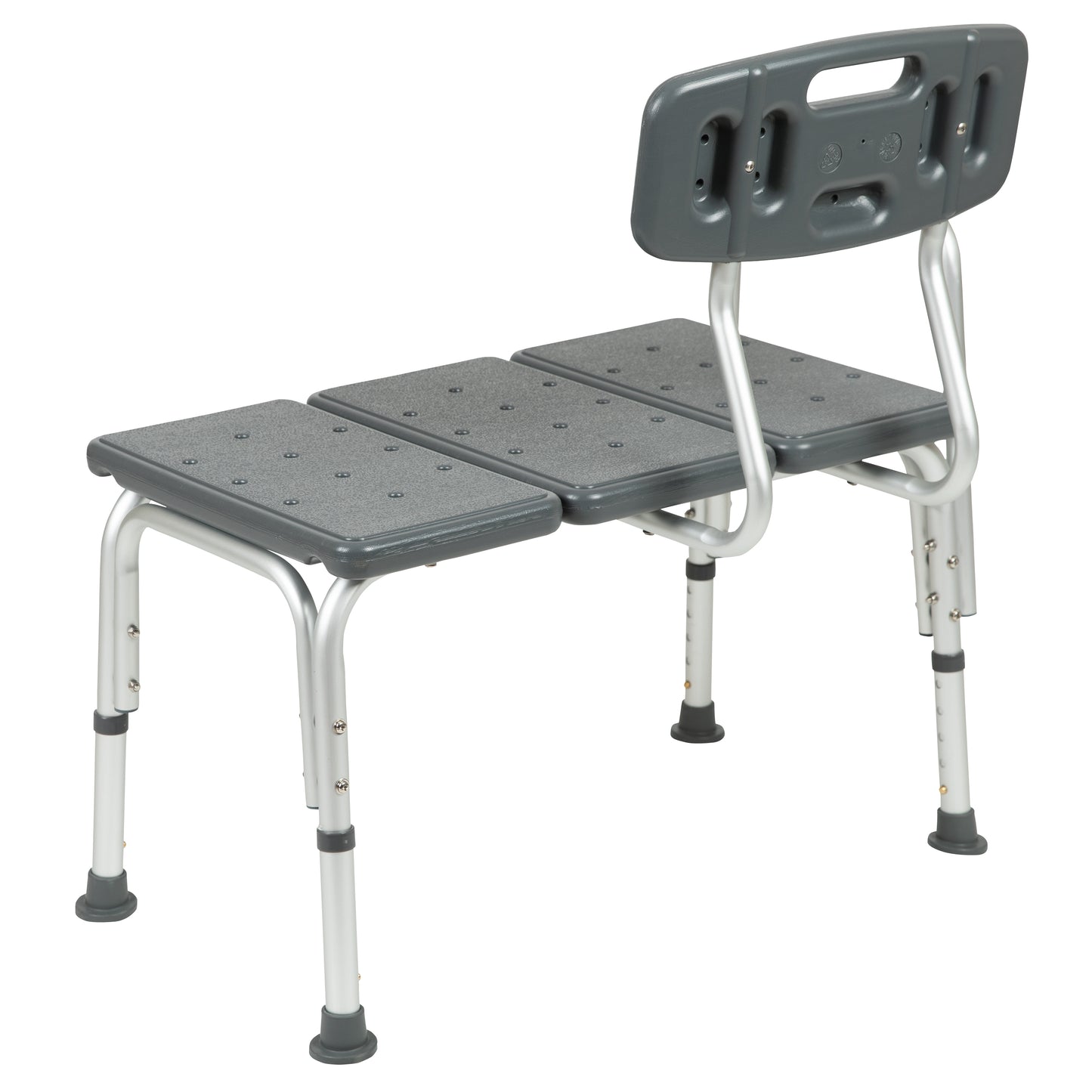 HERCULES Series 300 Lb. Capacity Adjustable Gray Bath & Shower Transfer Bench with Back and Side Arm Gray