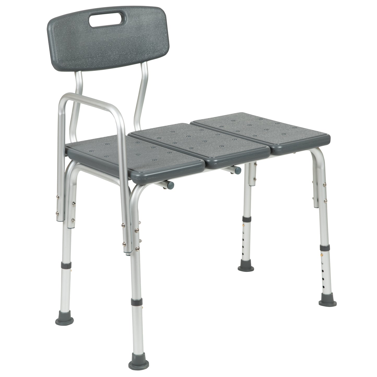 HERCULES Series 300 Lb. Capacity Adjustable Gray Bath & Shower Transfer Bench with Back and Side Arm Gray