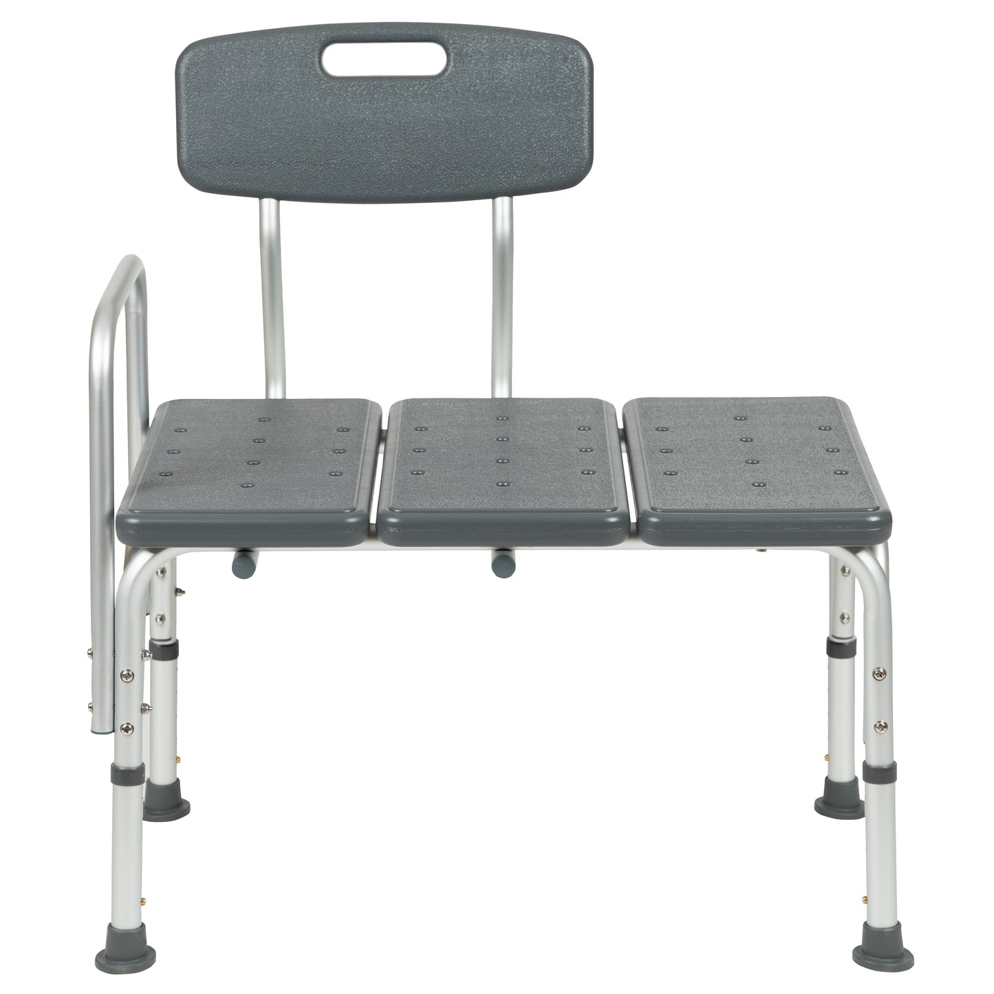 HERCULES Series 300 Lb. Capacity Adjustable Gray Bath & Shower Transfer Bench with Back and Side Arm Gray