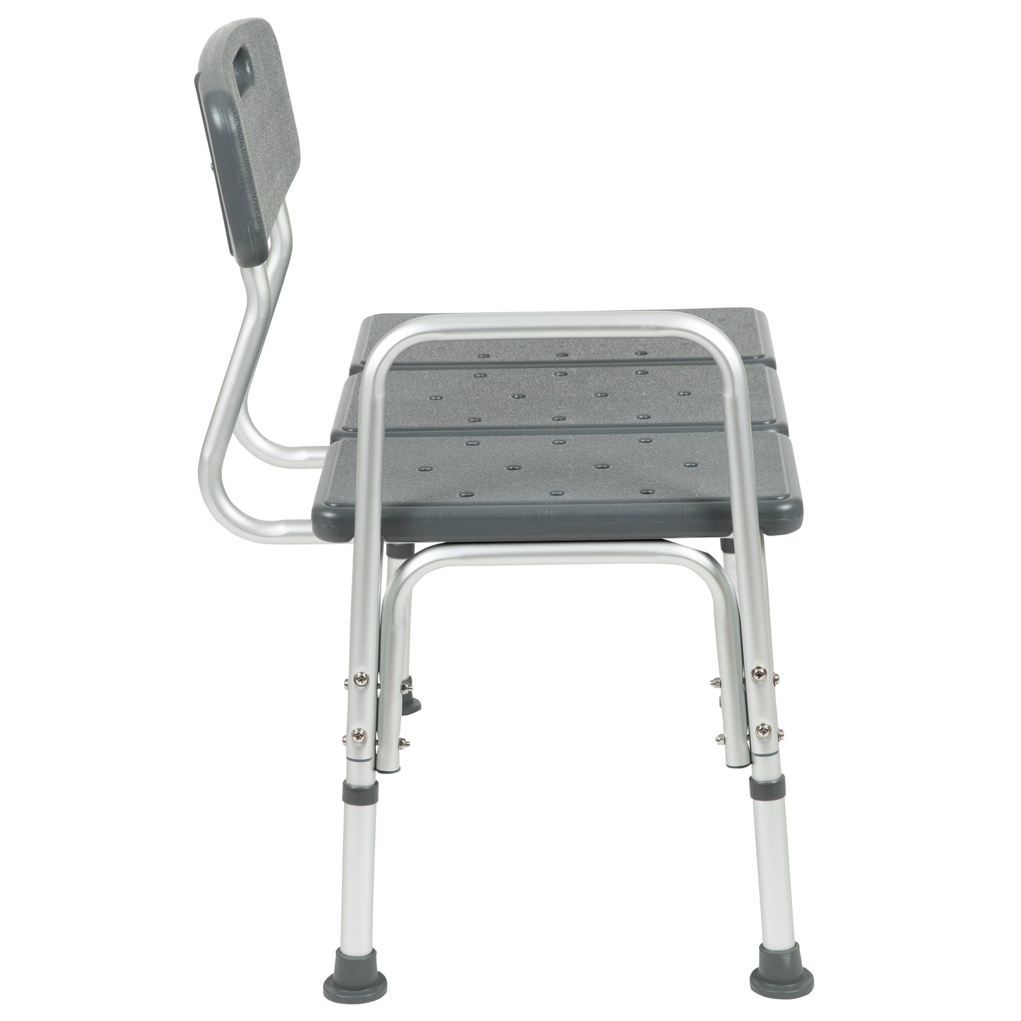 HERCULES Series 300 Lb. Capacity Adjustable Gray Bath & Shower Transfer Bench with Back and Side Arm Gray