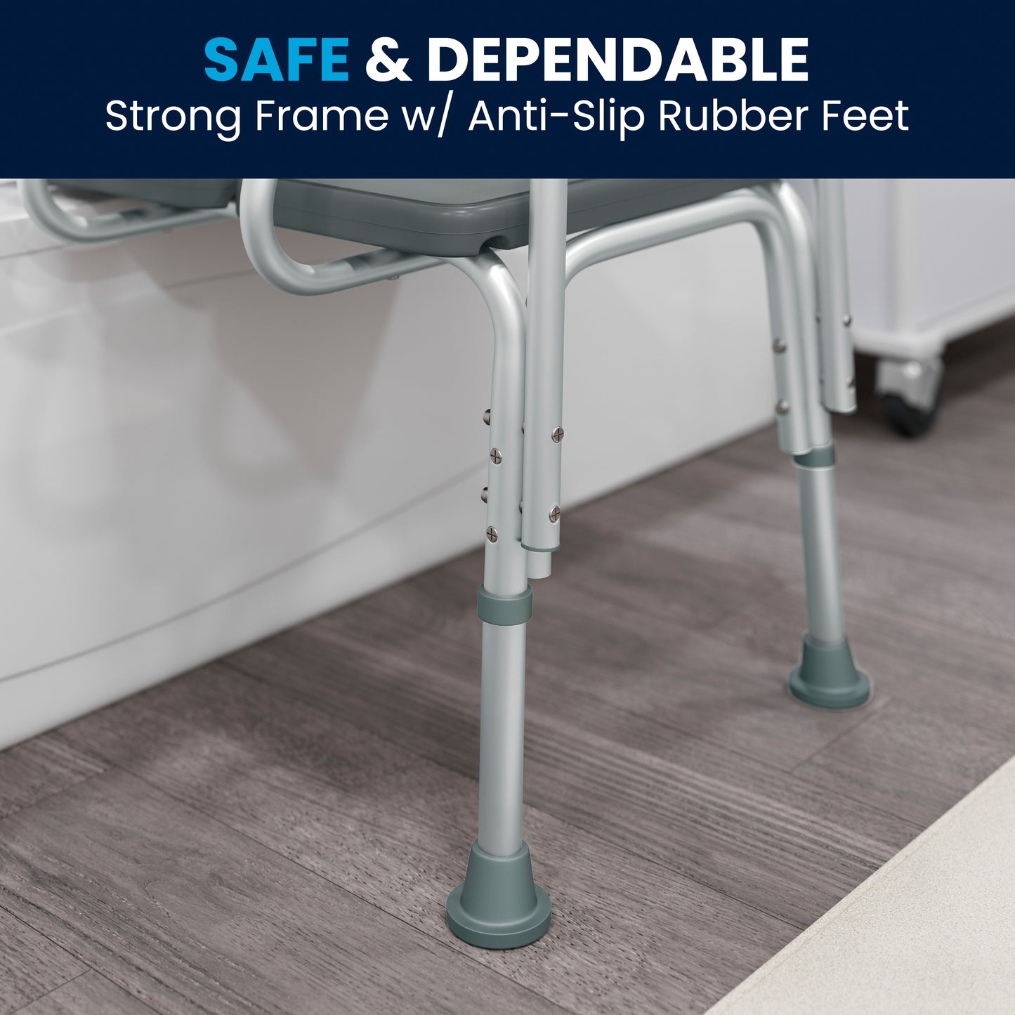 HERCULES Series 300 Lb. Capacity Adjustable Gray Bath & Shower Transfer Bench with Back and Side Arm Gray
