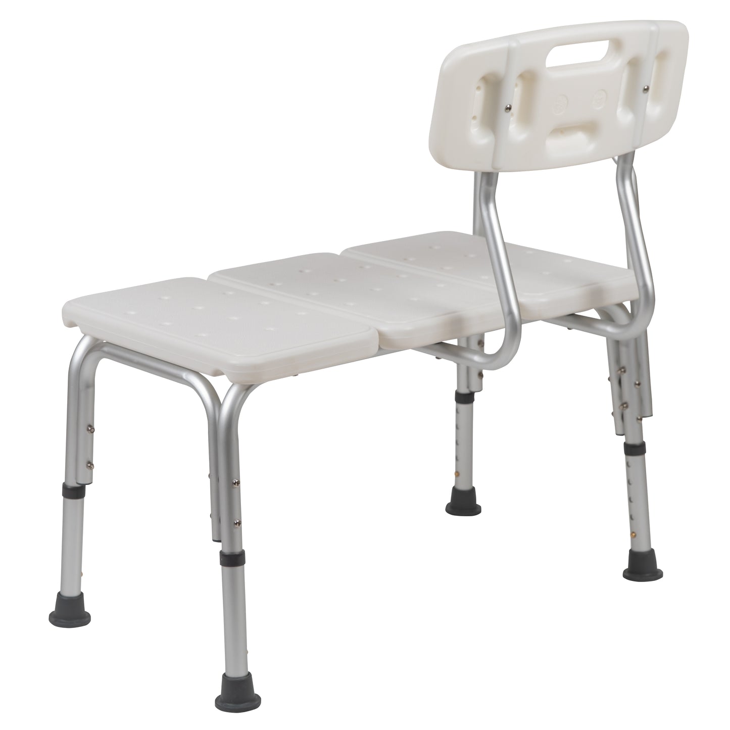 HERCULES Series 300 Lb. Capacity Adjustable White Bath & Shower Transfer Bench with Back and Side Arm White