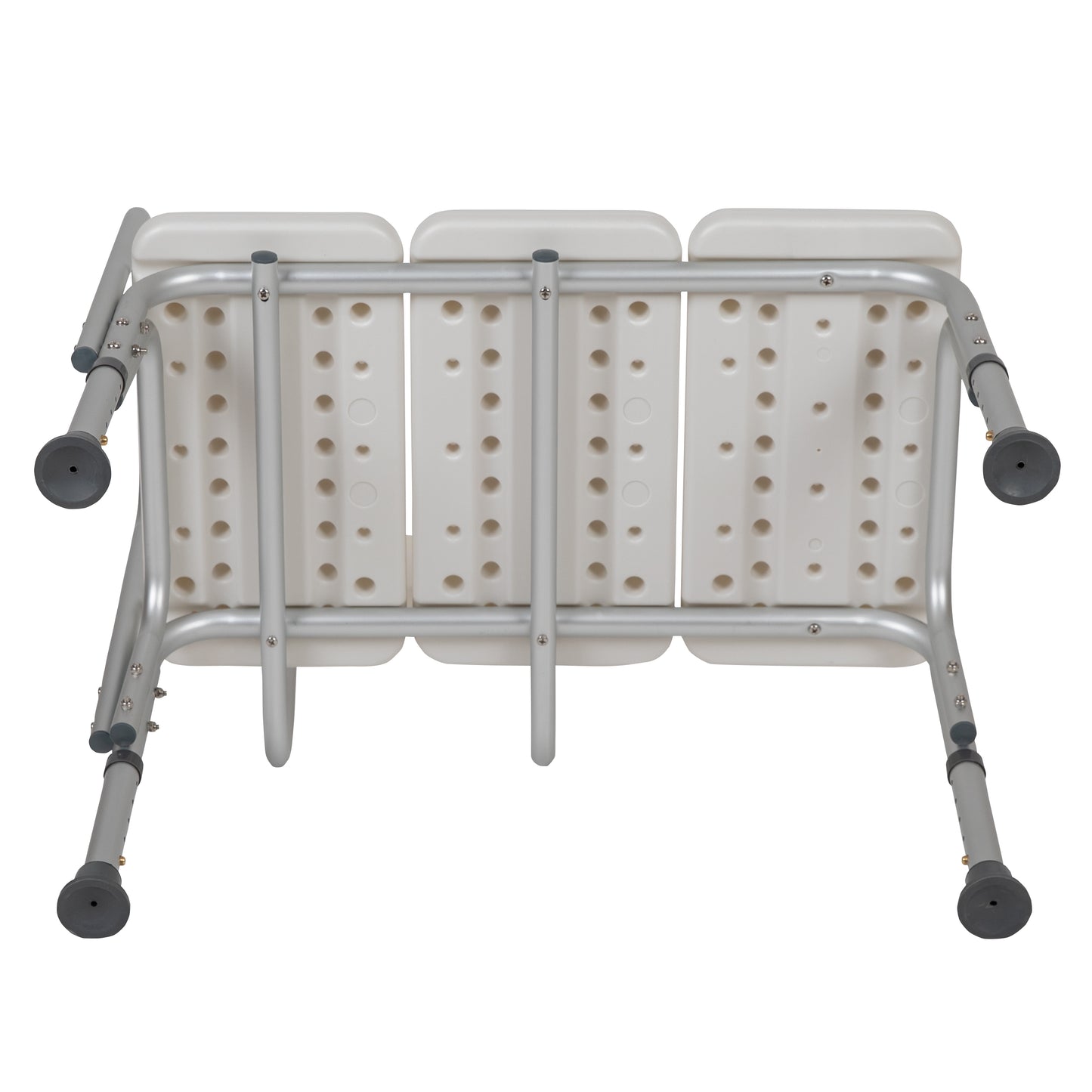 HERCULES Series 300 Lb. Capacity Adjustable White Bath & Shower Transfer Bench with Back and Side Arm White