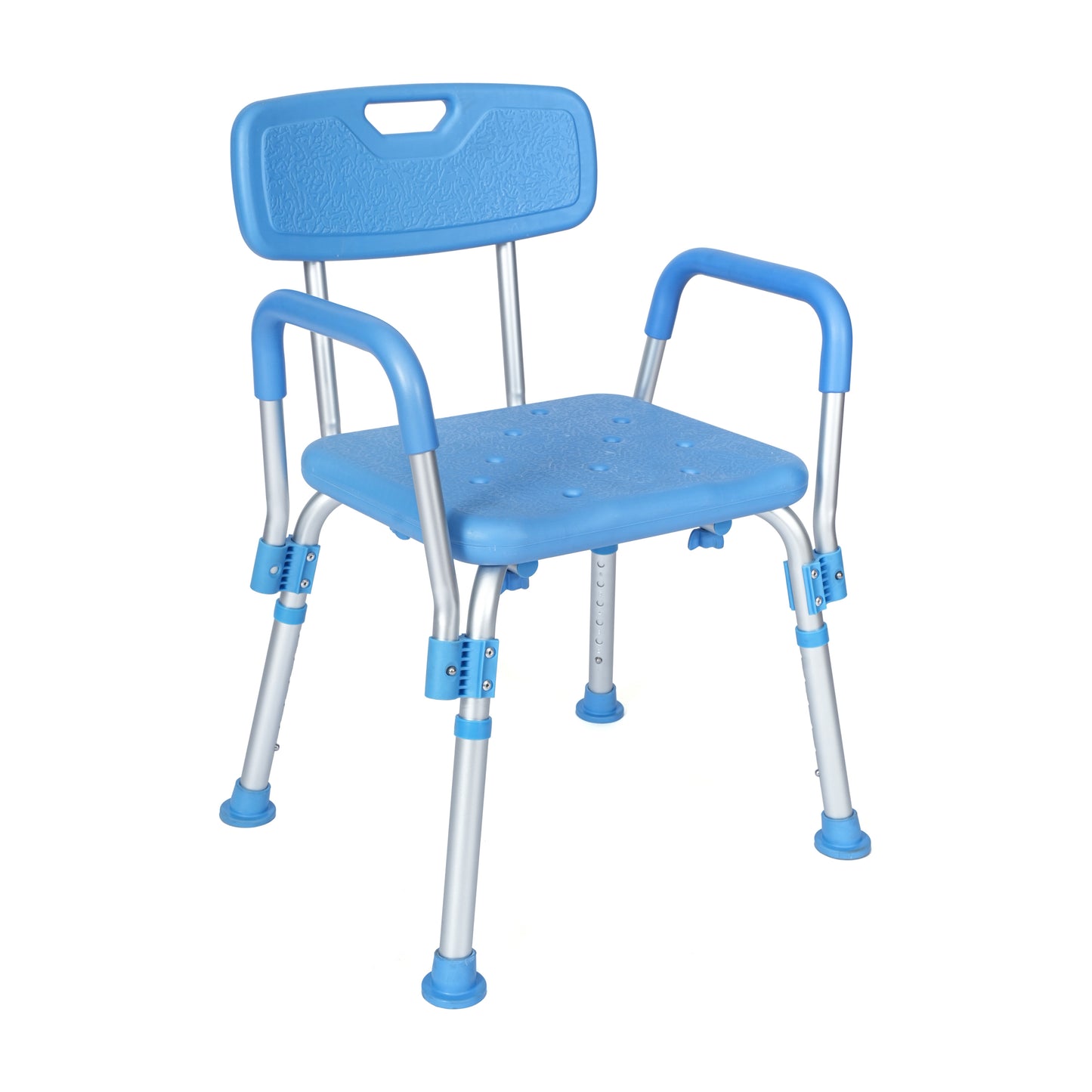 HERCULES Adjustable Bath & Shower Chair with Height-Adjust Frame, Depth-Adjust Back, and 300 lbs. Static Weight Capacity in Blue Blue