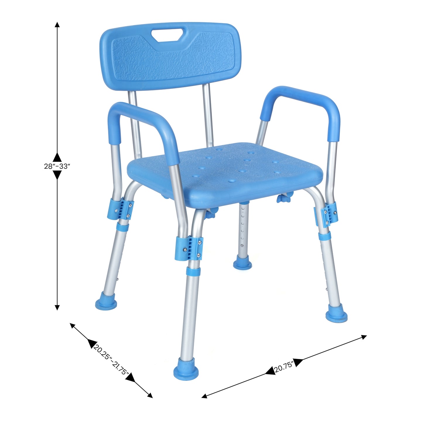 HERCULES Adjustable Bath & Shower Chair with Height-Adjust Frame, Depth-Adjust Back, and 300 lbs. Static Weight Capacity in Blue Blue