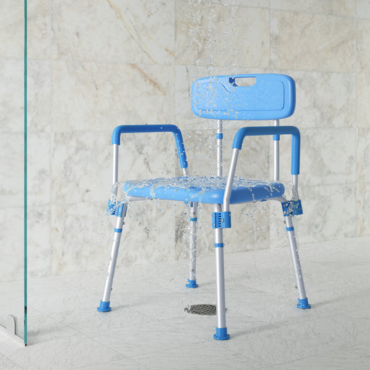 HERCULES Adjustable Bath & Shower Chair with Height-Adjust Frame, Depth-Adjust Back, and 300 lbs. Static Weight Capacity in Blue Blue