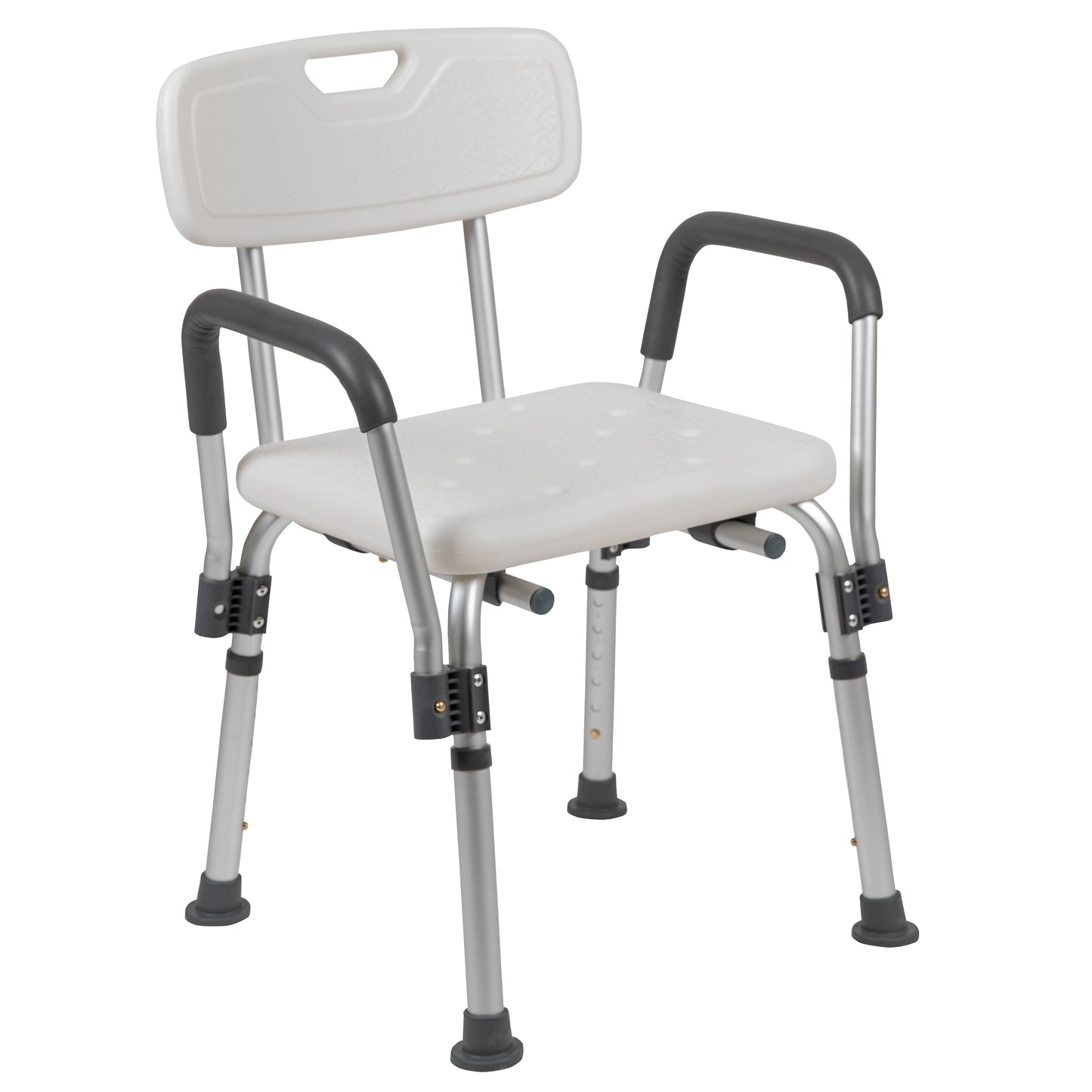 HERCULES Series 300 Lb. Capacity, Adjustable White Bath & Shower Chair with Depth Adjustable Back White