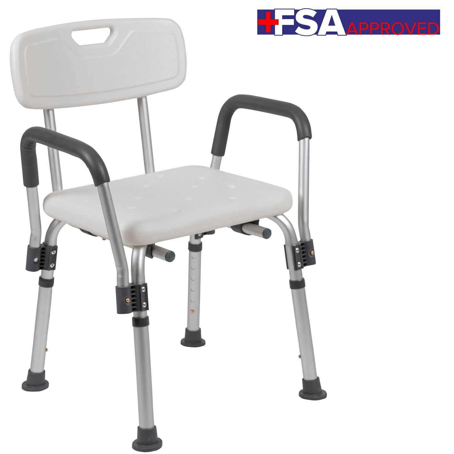 HERCULES Series 300 Lb. Capacity, Adjustable White Bath & Shower Chair with Depth Adjustable Back White