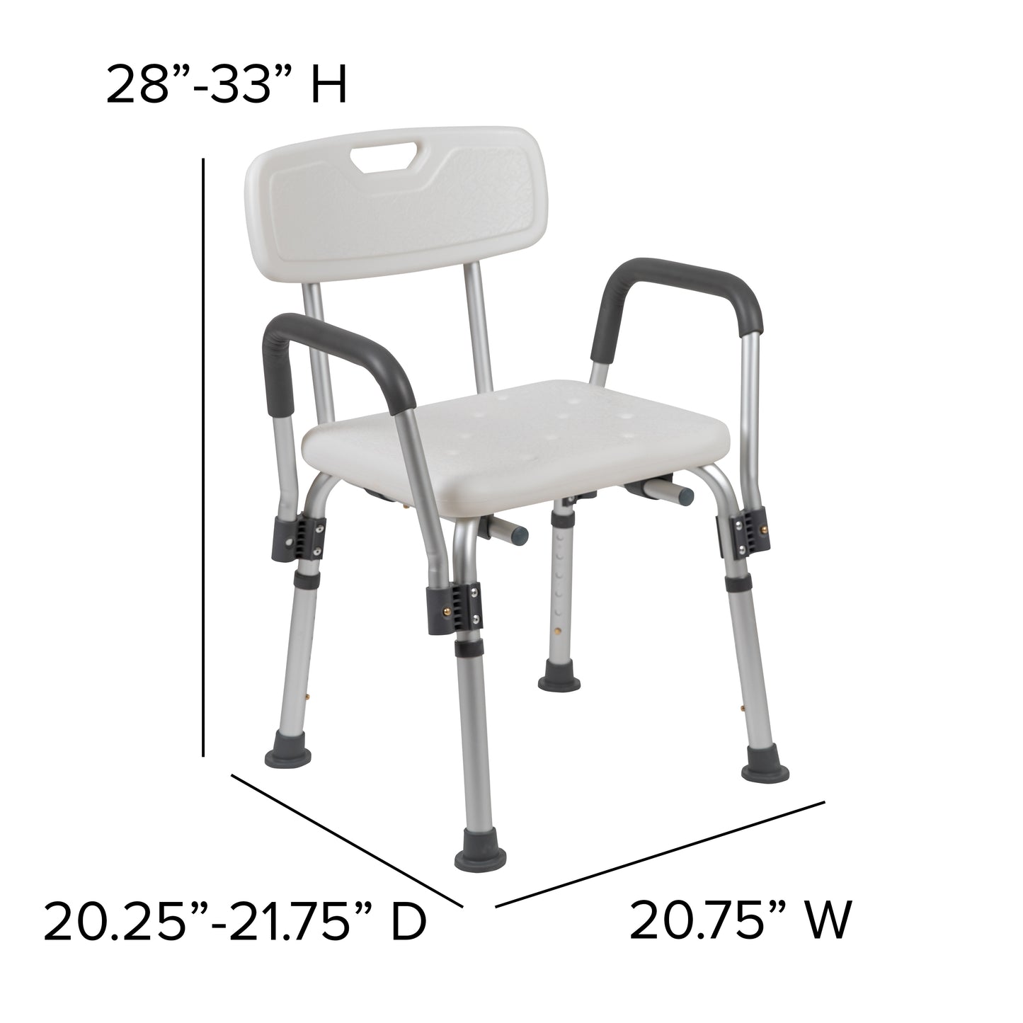 HERCULES Series 300 Lb. Capacity, Adjustable White Bath & Shower Chair with Depth Adjustable Back White
