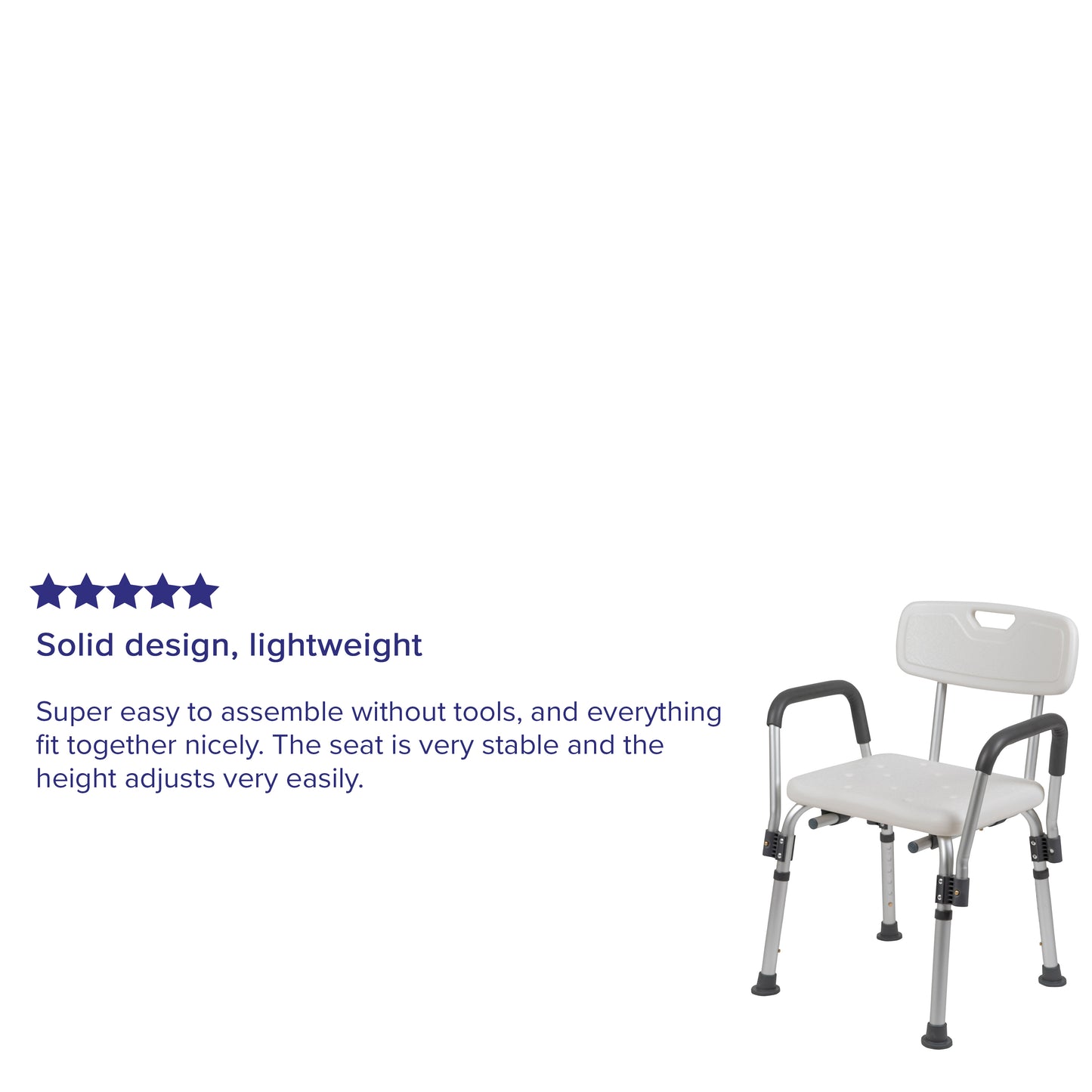 HERCULES Series 300 Lb. Capacity, Adjustable White Bath & Shower Chair with Depth Adjustable Back White