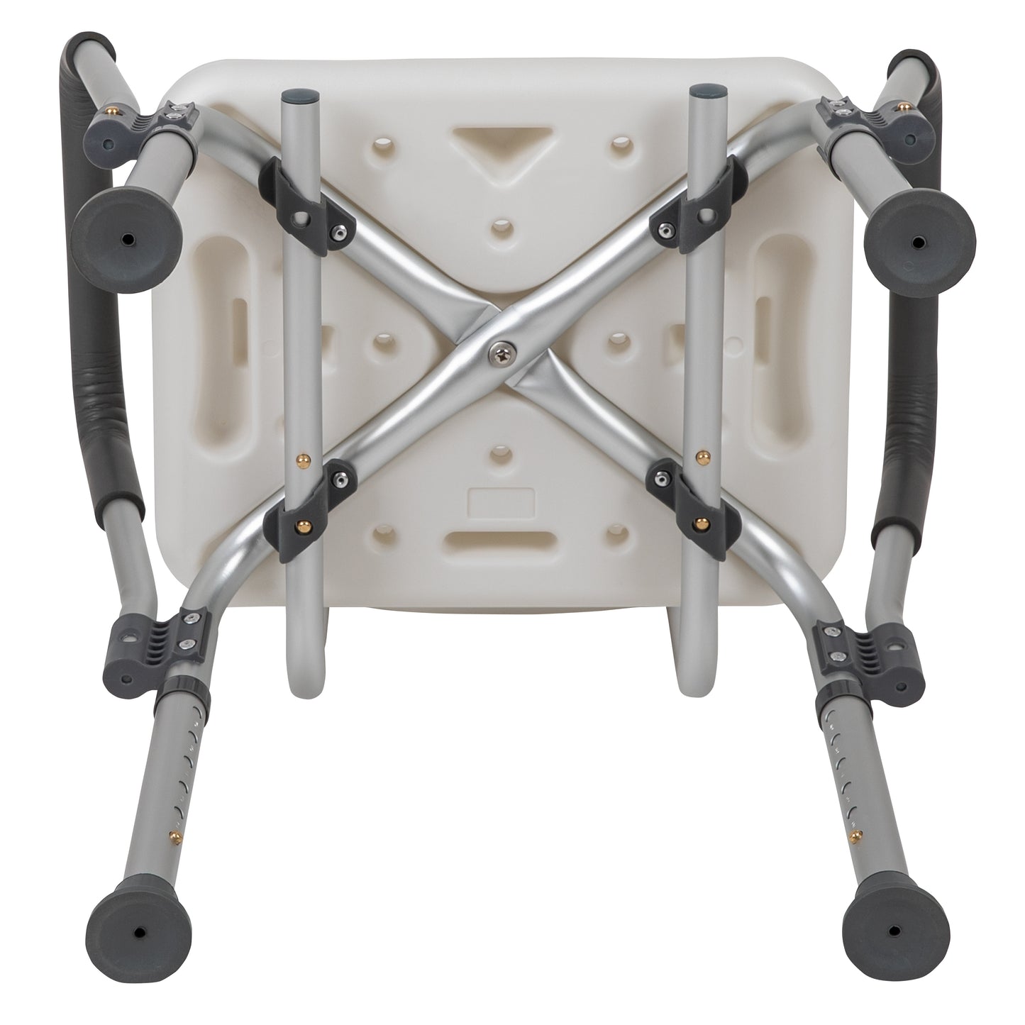 HERCULES Series 300 Lb. Capacity, Adjustable White Bath & Shower Chair with Depth Adjustable Back White