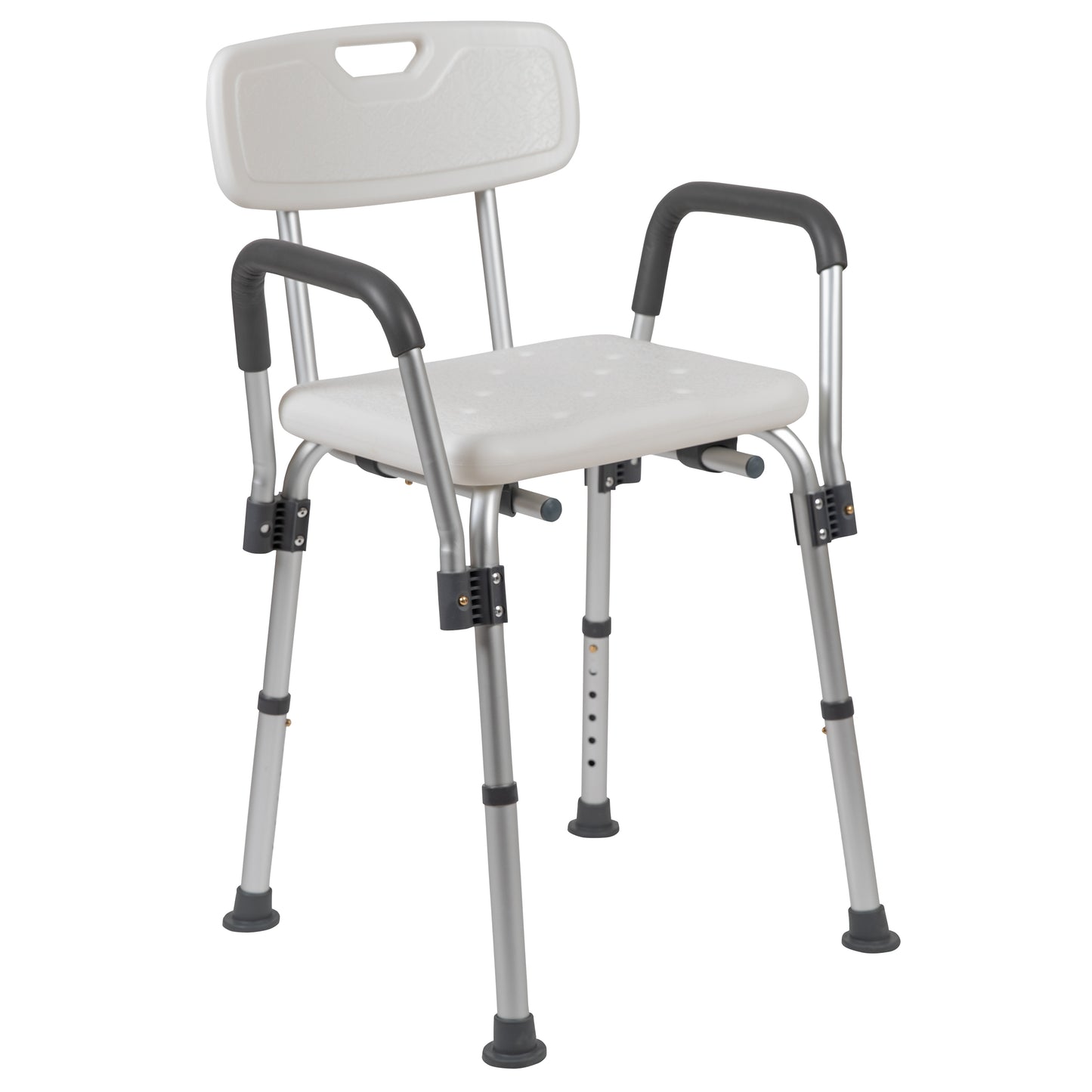 HERCULES Series 300 Lb. Capacity, Adjustable White Bath & Shower Chair with Depth Adjustable Back White
