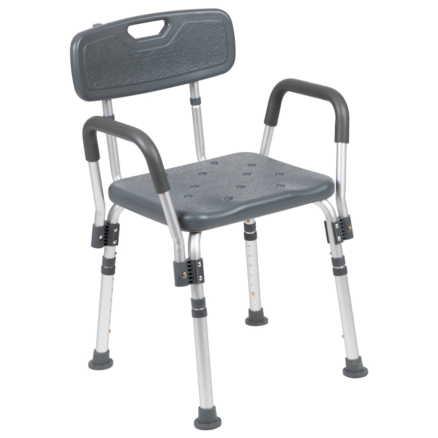 HERCULES Series 300 Lb. Capacity Adjustable Gray Bath & Shower Chair with Quick Release Back & Arms Gray