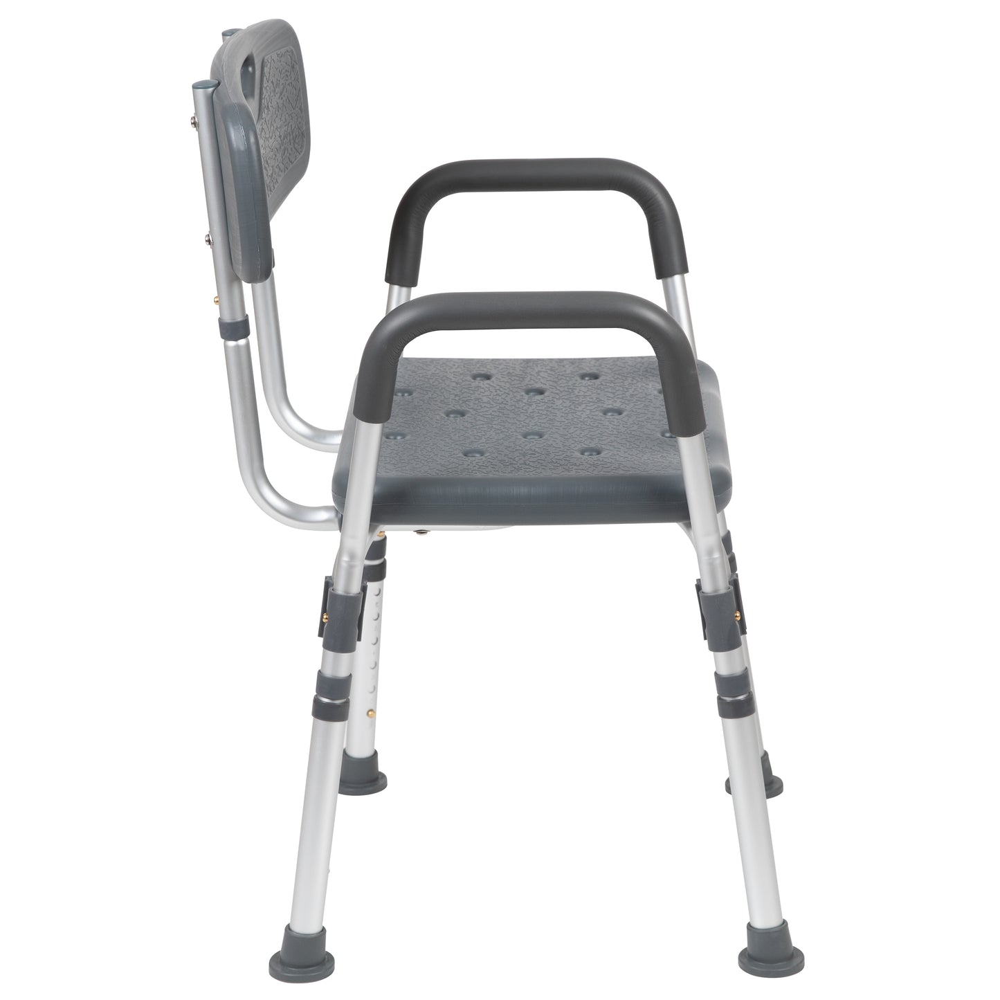 HERCULES Series 300 Lb. Capacity Adjustable Gray Bath & Shower Chair with Quick Release Back & Arms Gray