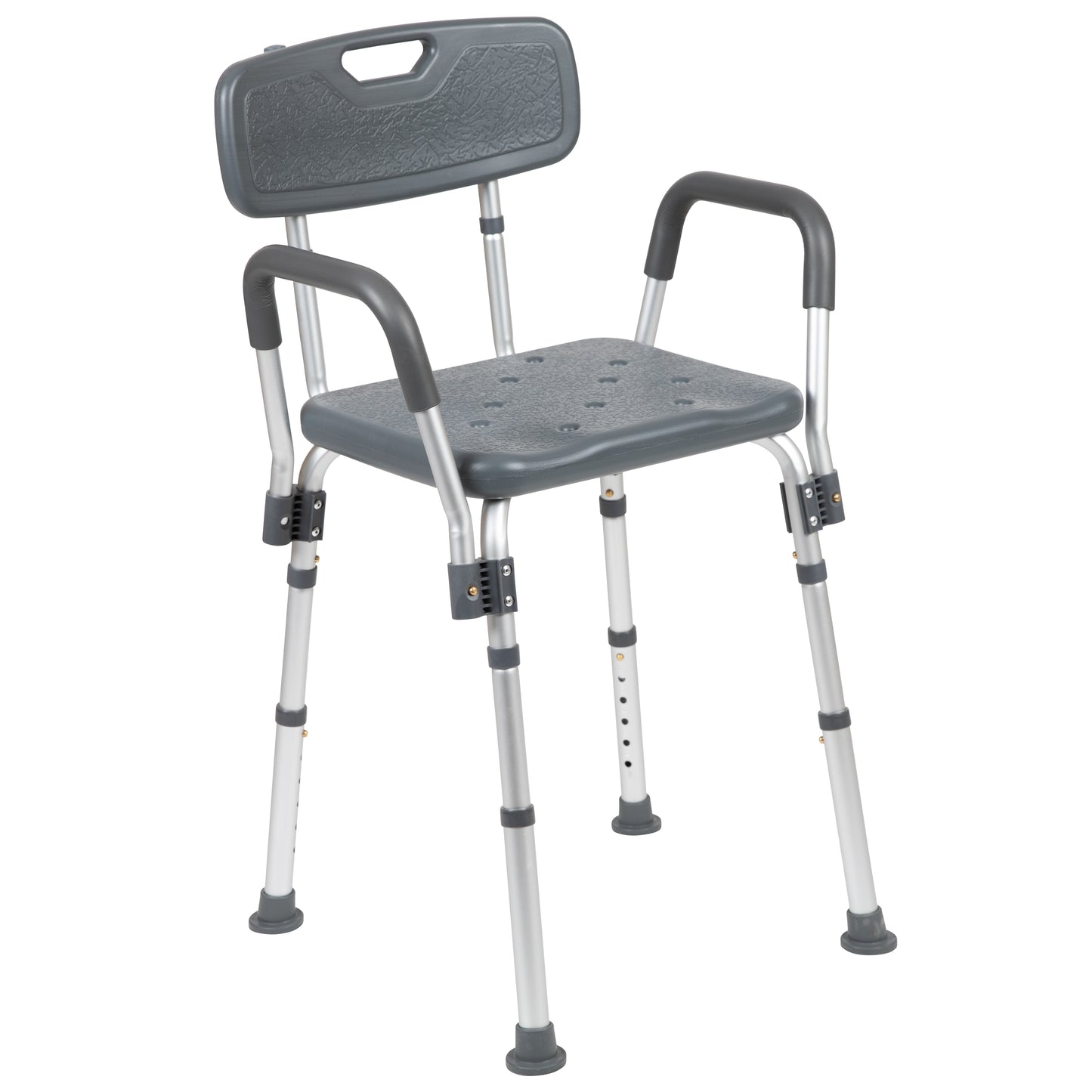 HERCULES Series 300 Lb. Capacity Adjustable Gray Bath & Shower Chair with Quick Release Back & Arms Gray