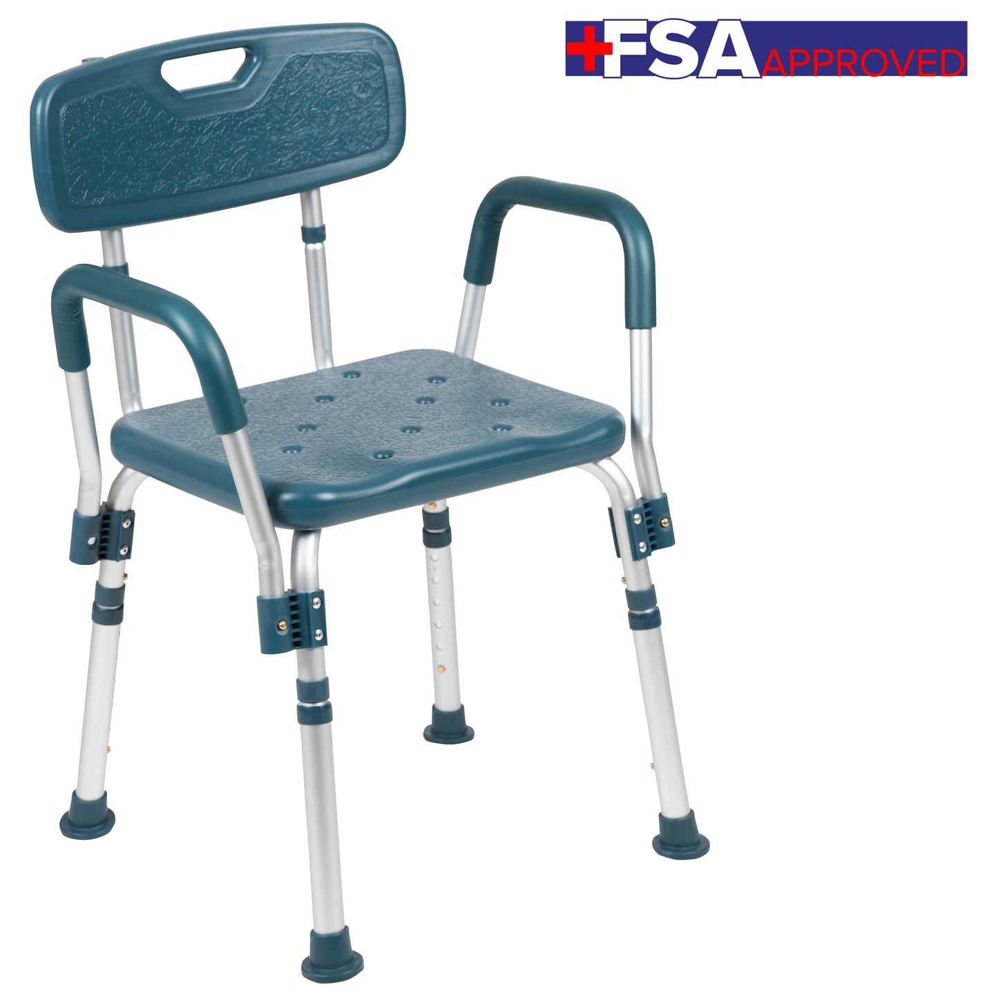 HERCULES Series 300 Lb. Capacity Adjustable Navy Bath & Shower Chair with Quick Release Back & Arms Navy