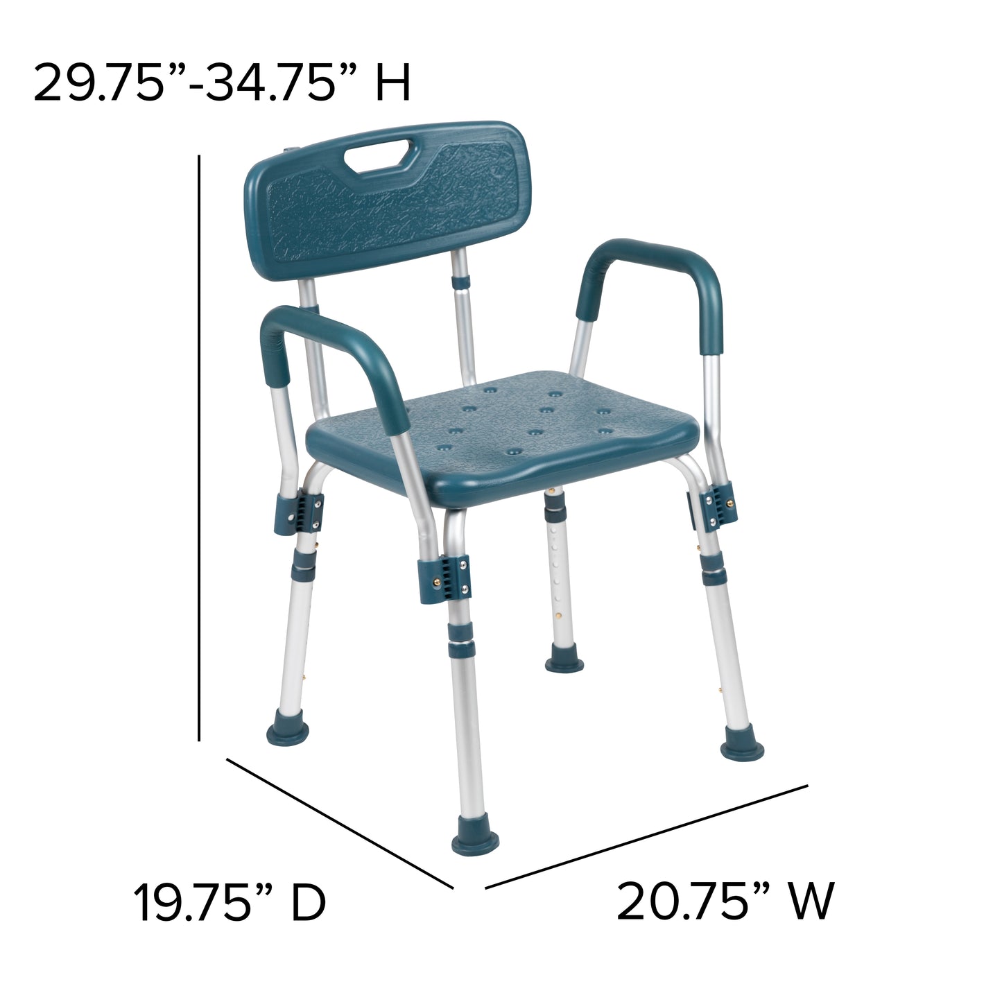 HERCULES Series 300 Lb. Capacity Adjustable Navy Bath & Shower Chair with Quick Release Back & Arms Navy