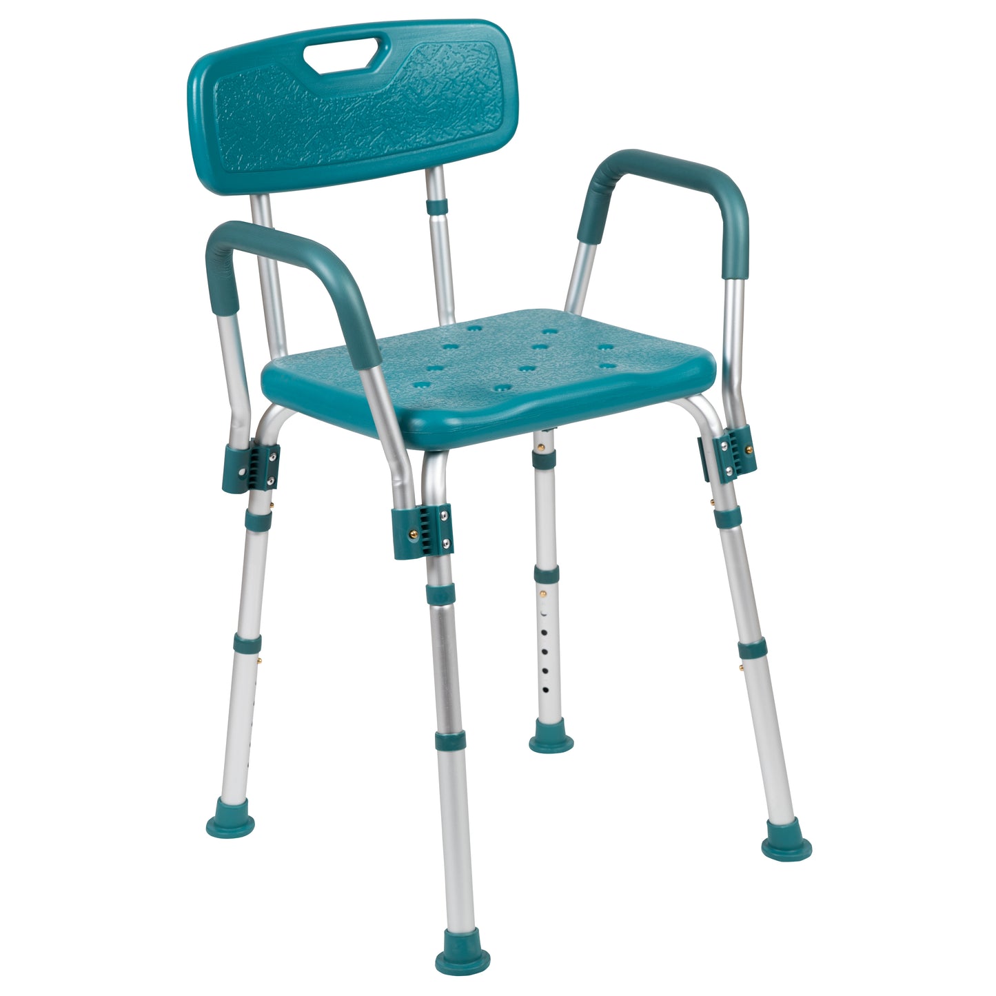 HERCULES Series 300 Lb. Capacity Adjustable Teal Bath & Shower Chair with Quick Release Back & Arms Teal