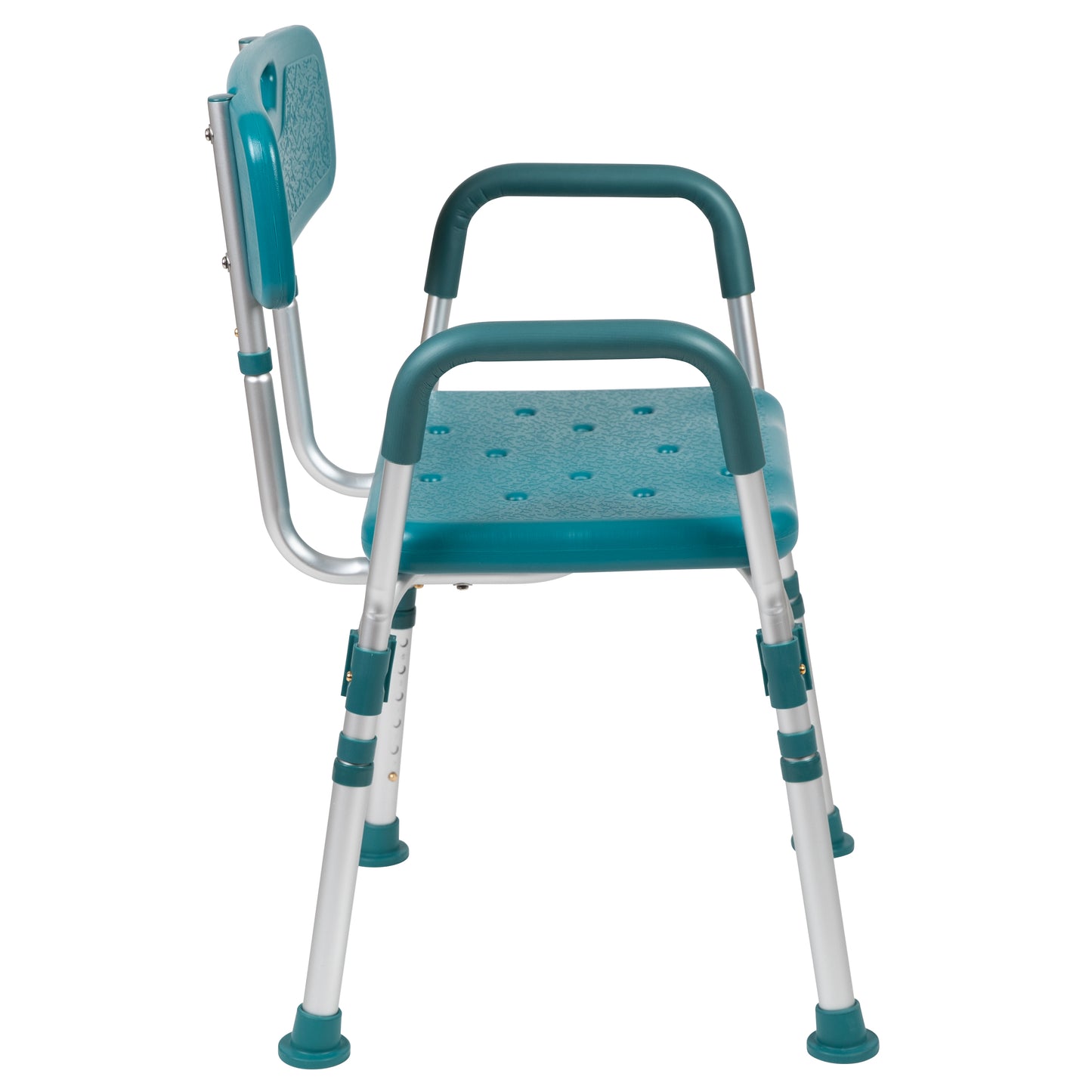 HERCULES Series 300 Lb. Capacity Adjustable Teal Bath & Shower Chair with Quick Release Back & Arms Teal