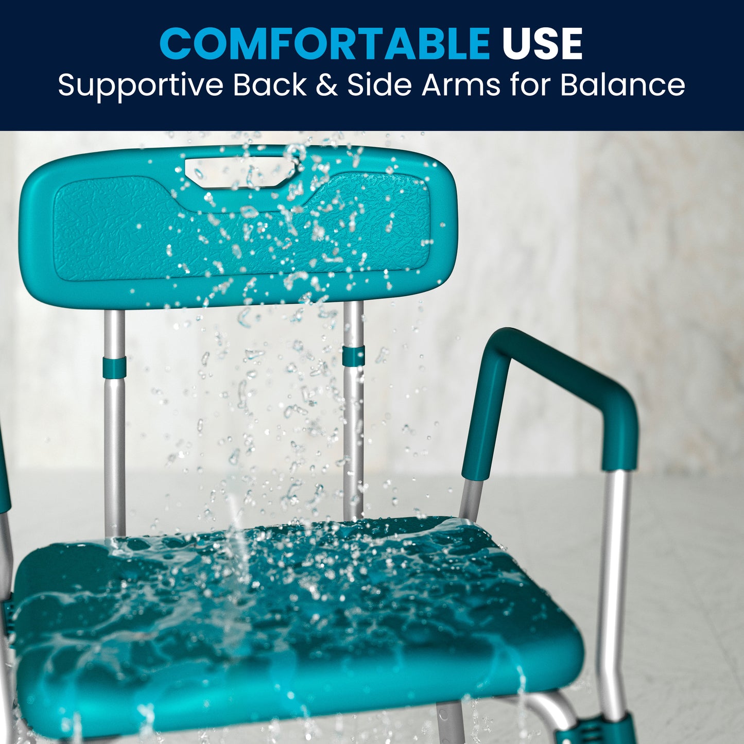 HERCULES Series 300 Lb. Capacity Adjustable Teal Bath & Shower Chair with Quick Release Back & Arms Teal