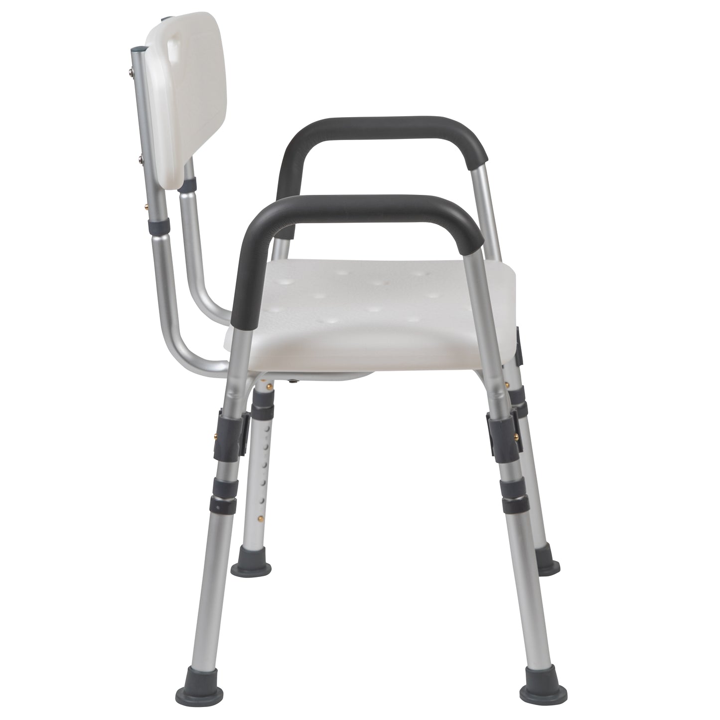 HERCULES Series 300 Lb. Capacity Adjustable White Bath & Shower Chair with Quick Release Back & Arms White DC-HY3523L-WH-GG