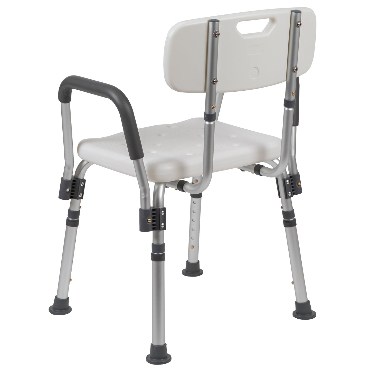 HERCULES Series 300 Lb. Capacity Adjustable White Bath & Shower Chair with Quick Release Back & Arms White DC-HY3523L-WH-GG