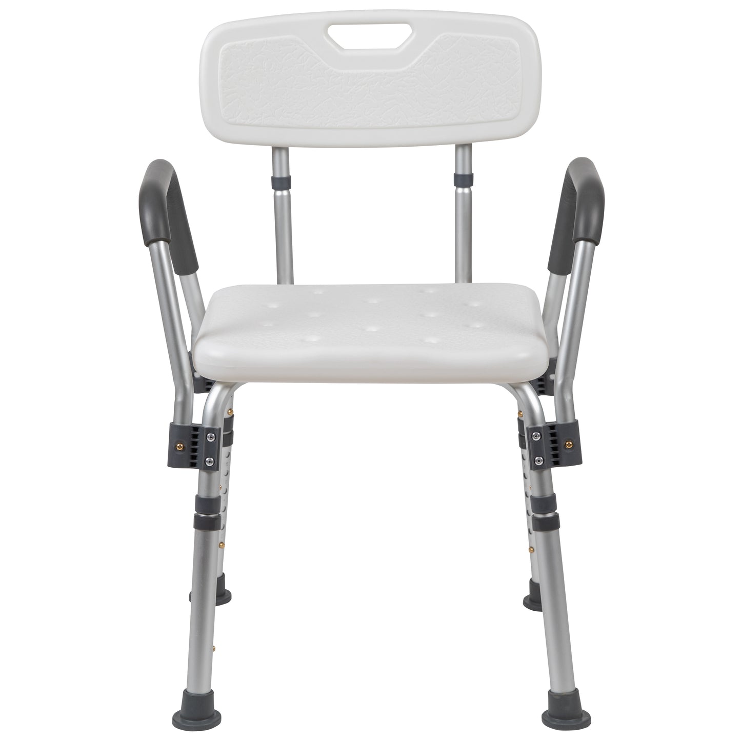 HERCULES Series 300 Lb. Capacity Adjustable White Bath & Shower Chair with Quick Release Back & Arms White DC-HY3523L-WH-GG