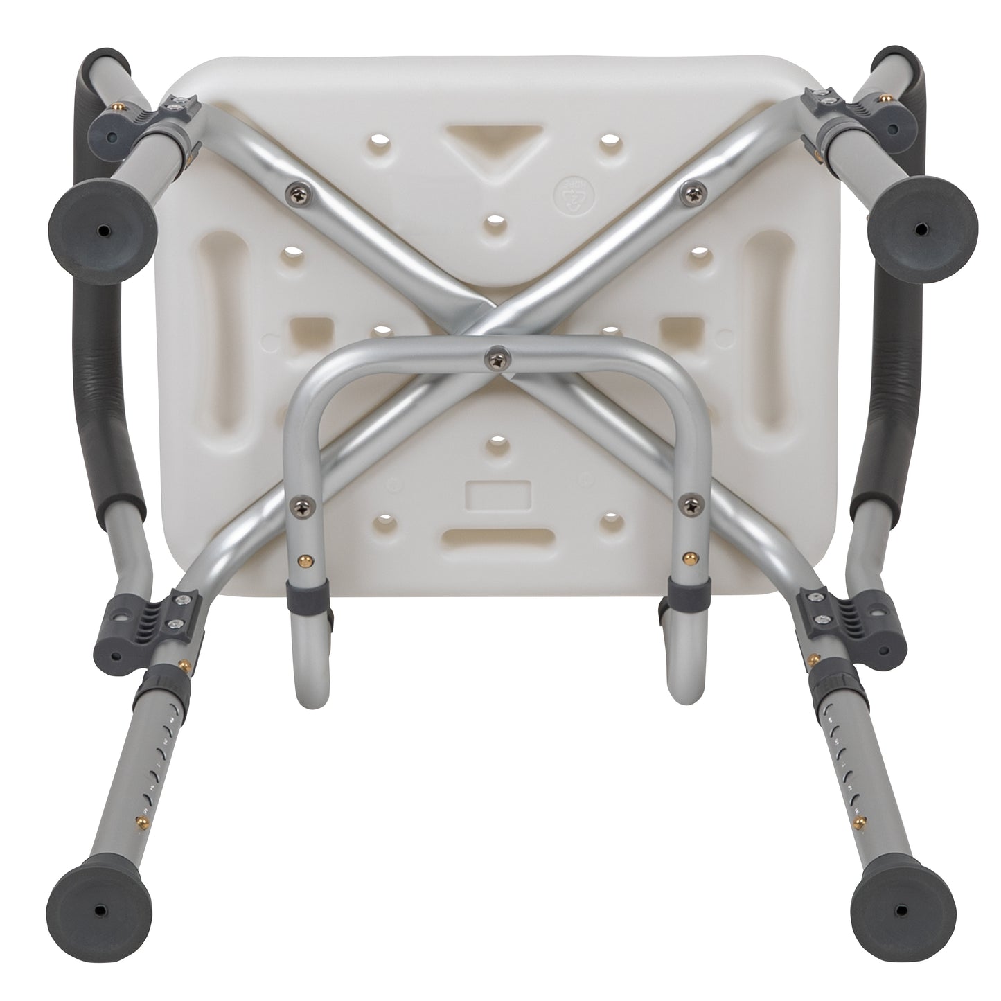 HERCULES Series 300 Lb. Capacity Adjustable White Bath & Shower Chair with Quick Release Back & Arms White DC-HY3523L-WH-GG