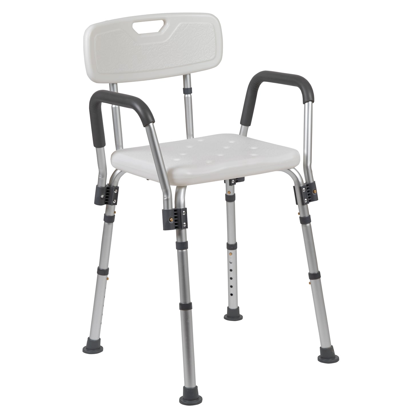 HERCULES Series 300 Lb. Capacity Adjustable White Bath & Shower Chair with Quick Release Back & Arms White DC-HY3523L-WH-GG