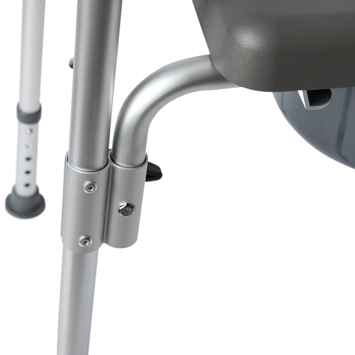 Hercules Gray Shower Commode Chair with Safety Rail, Height Adjustable Frame, Padded Seat & Armrests, Commode Pail with Lid, Fits Most Toilets Gray