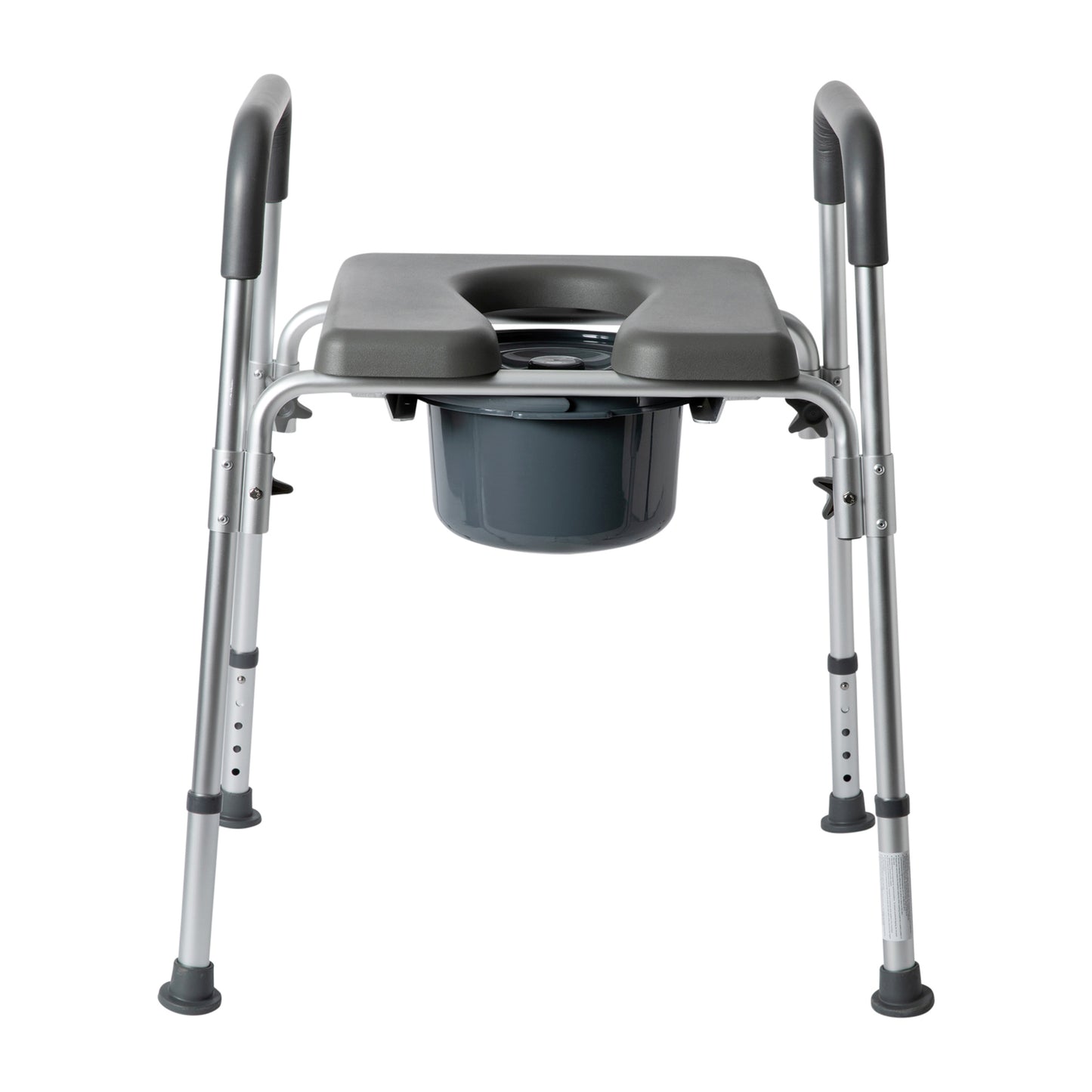 Hercules Gray Shower Commode Chair with Safety Rail, Height Adjustable Frame, Padded Seat & Armrests, Commode Pail with Lid, Fits Most Toilets Gray