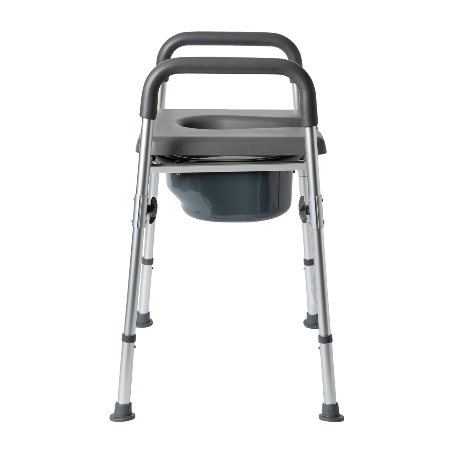 Hercules Gray Shower Commode Chair with Safety Rail, Height Adjustable Frame, Padded Seat & Armrests, Commode Pail with Lid, Fits Most Toilets Gray