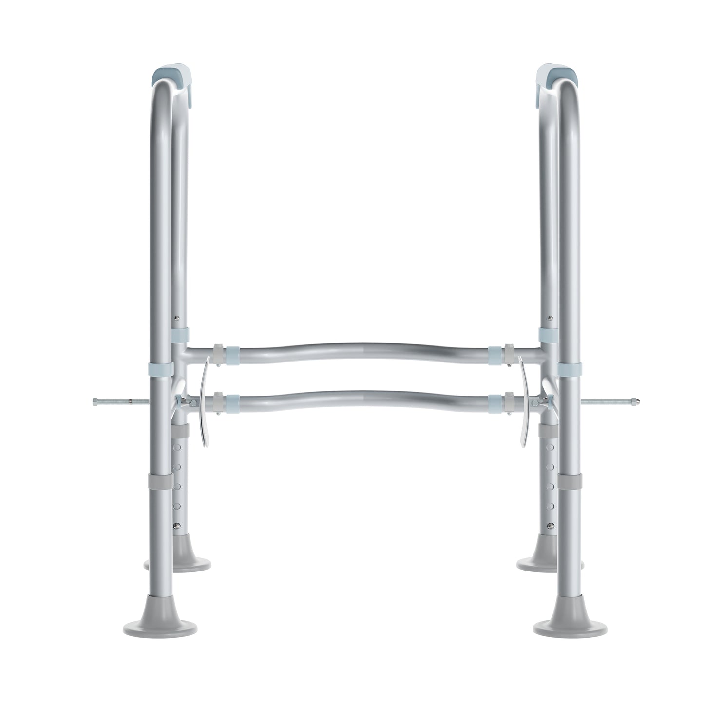 HERCULES Adjustable Toilet Safety Rail with Silver Steel Frame, Gray Padded Handles and Suction Cup Feet for Stability Silver/Gray