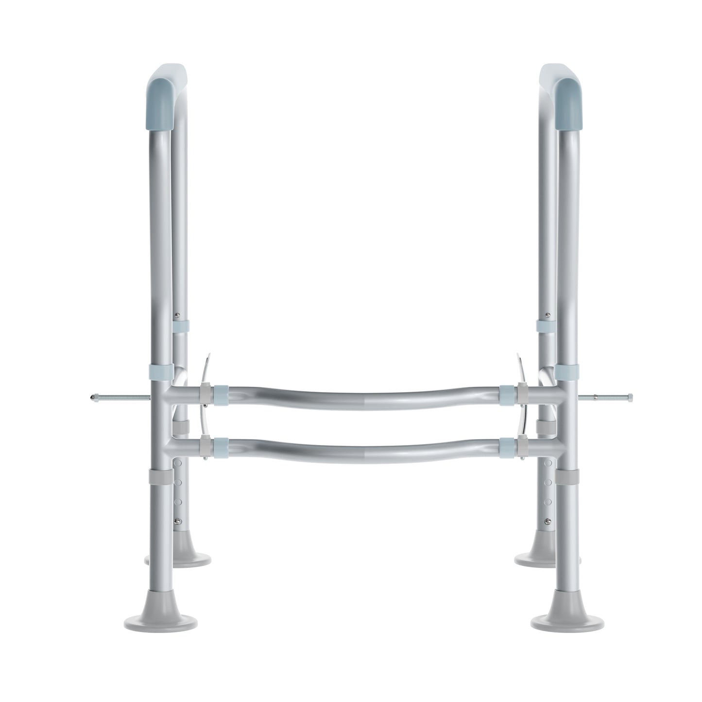 HERCULES Adjustable Toilet Safety Rail with Silver Steel Frame, Gray Padded Handles and Suction Cup Feet for Stability Silver/Gray