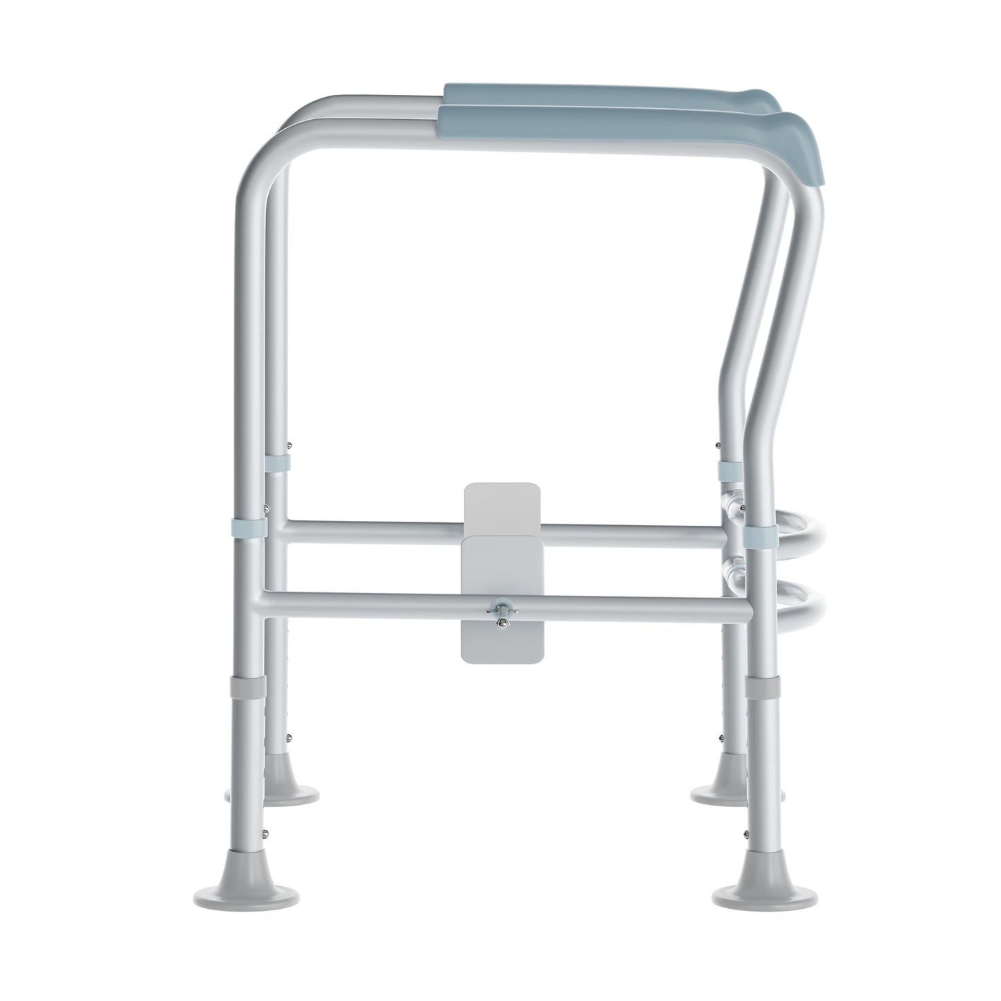 HERCULES Adjustable Toilet Safety Rail with Silver Steel Frame, Gray Padded Handles and Suction Cup Feet for Stability Silver/Gray