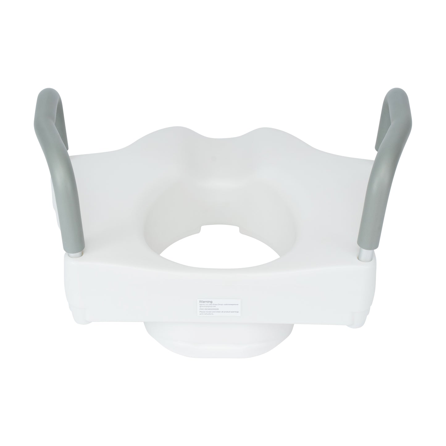 HERCULES White Elevated Toilet Seat with Height Adjustable Padded Arms and Locking Safety Mechanism White