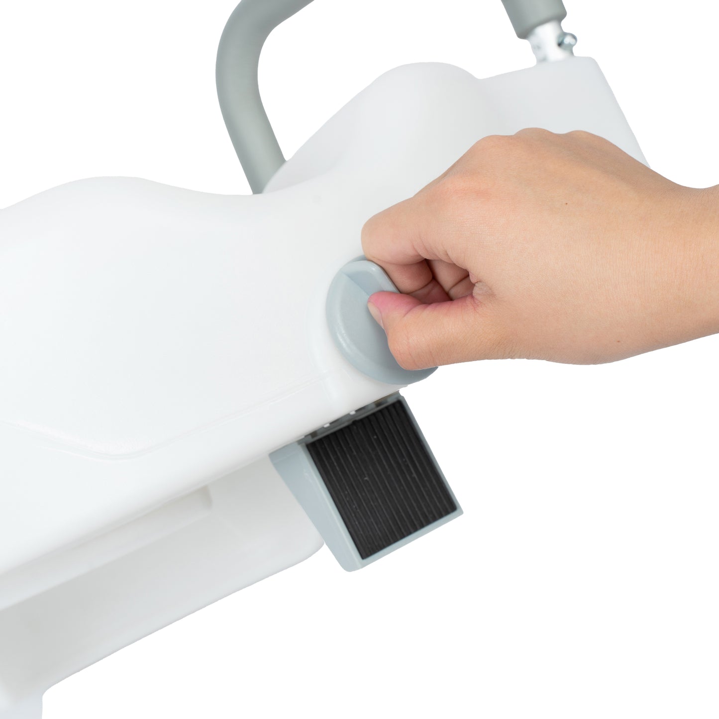 HERCULES White Elevated Toilet Seat with Height Adjustable Padded Arms and Locking Safety Mechanism White