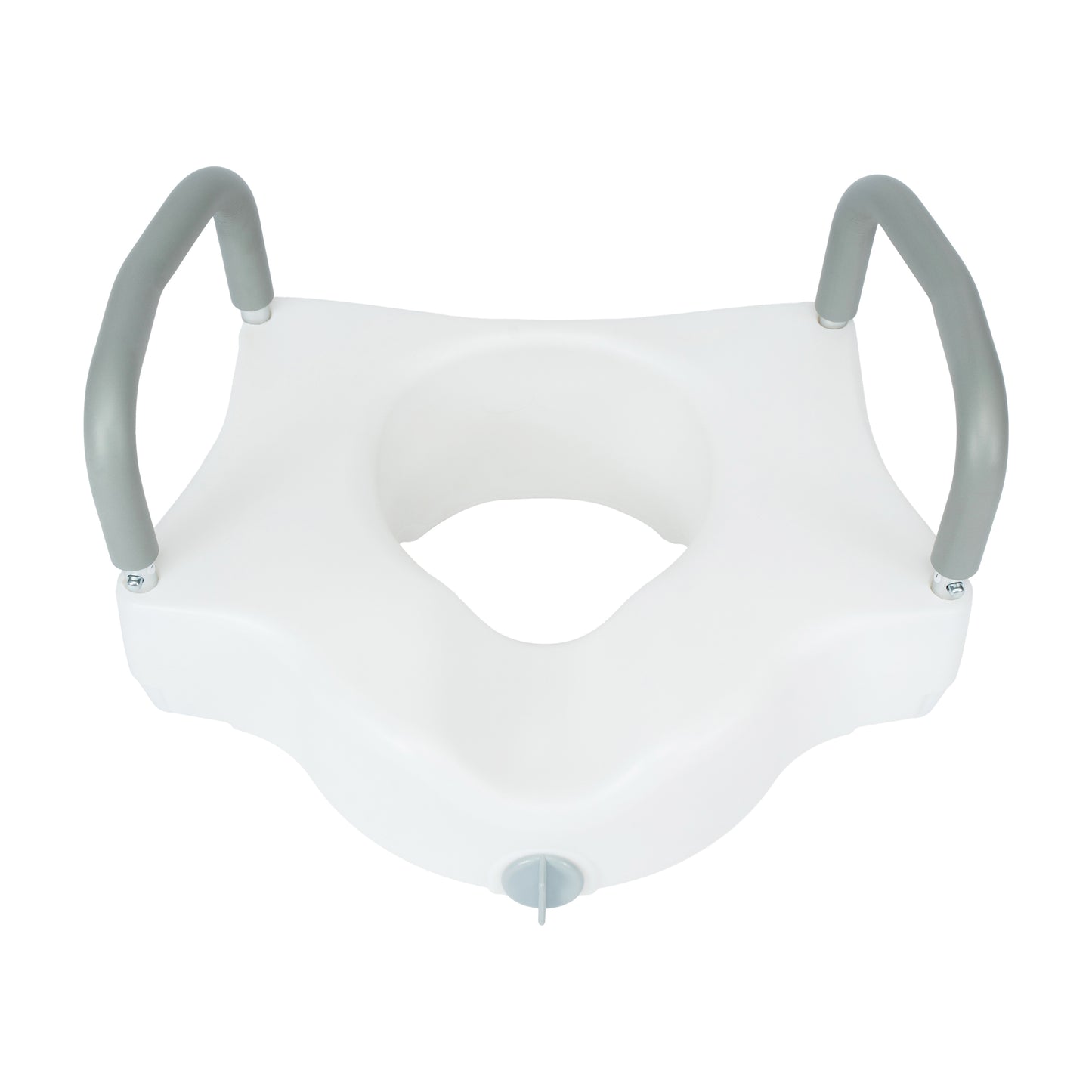 HERCULES White Elevated Toilet Seat with Height Adjustable Padded Arms and Locking Safety Mechanism White