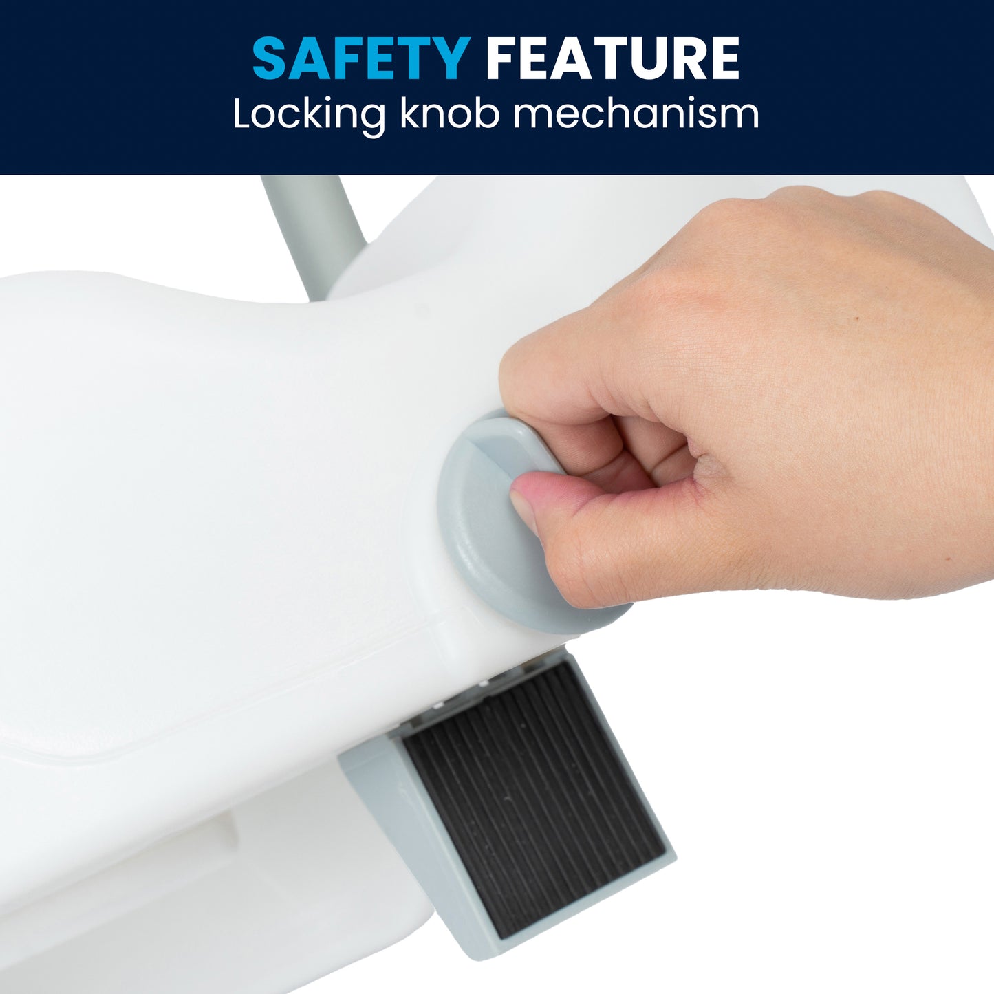 HERCULES White Elevated Toilet Seat with Height Adjustable Padded Arms and Locking Safety Mechanism White