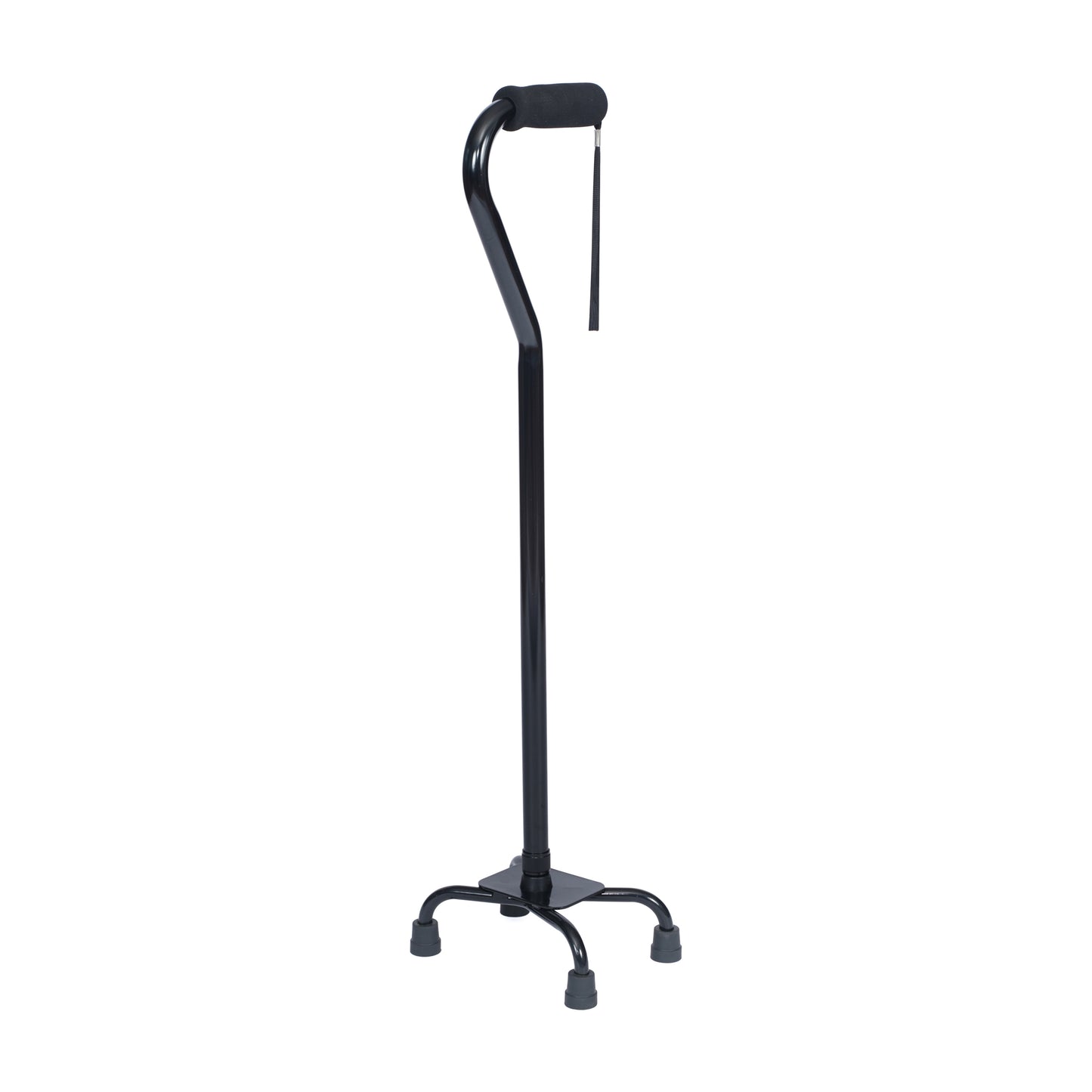 HERCULES Adjustable Quad Cane with Comfort Grip Foam Padded Handle, Large 4-Pronged Base for Stability, and Left or Right Handed Use in Black Black