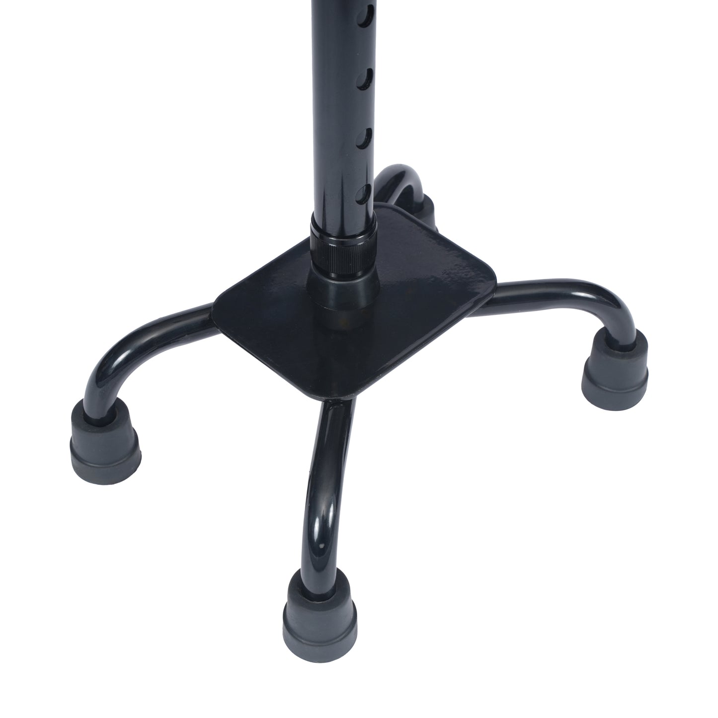 HERCULES Adjustable Quad Cane with Comfort Grip Foam Padded Handle, Large 4-Pronged Base for Stability, and Left or Right Handed Use in Black Black