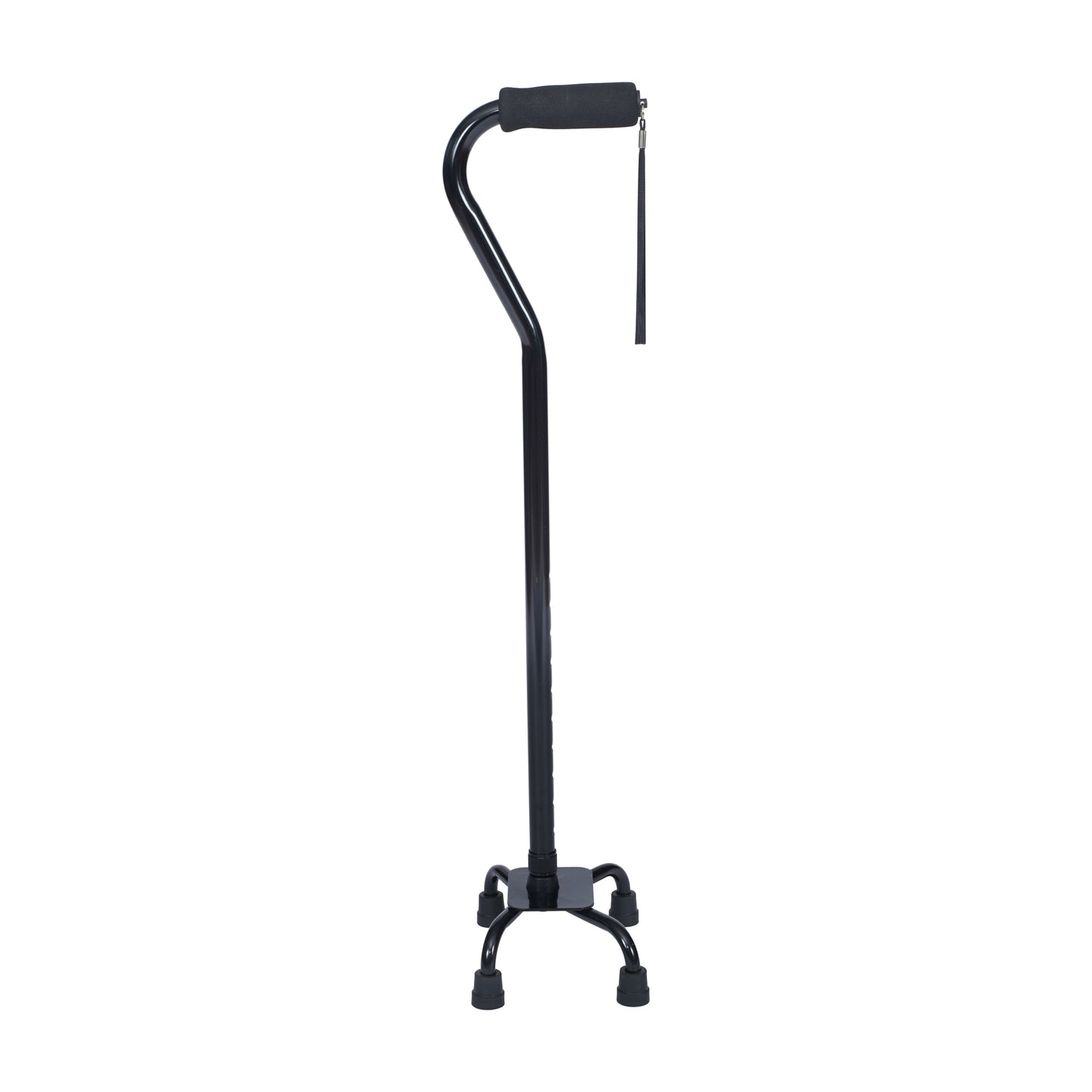 HERCULES Adjustable Quad Cane with Comfort Grip Foam Padded Handle, Large 4-Pronged Base for Stability, and Left or Right Handed Use in Black Black